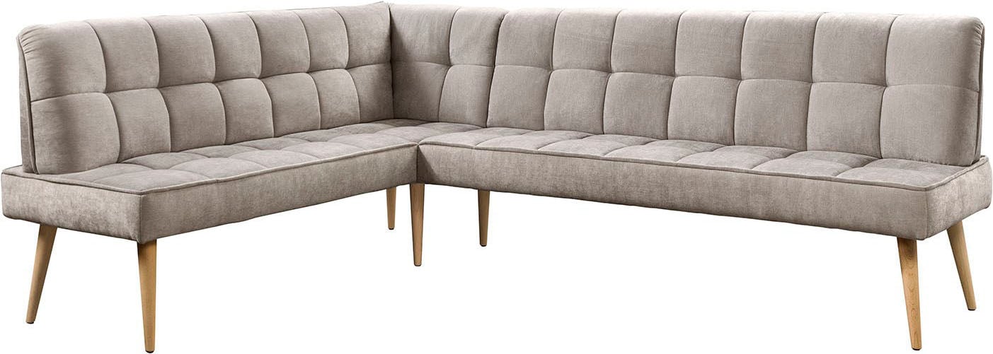 exxpo - sofa fashion Eckbank »Latte« moderne Sitz- und Rückensteppung, bequem und elegant, hoher Holzfuß