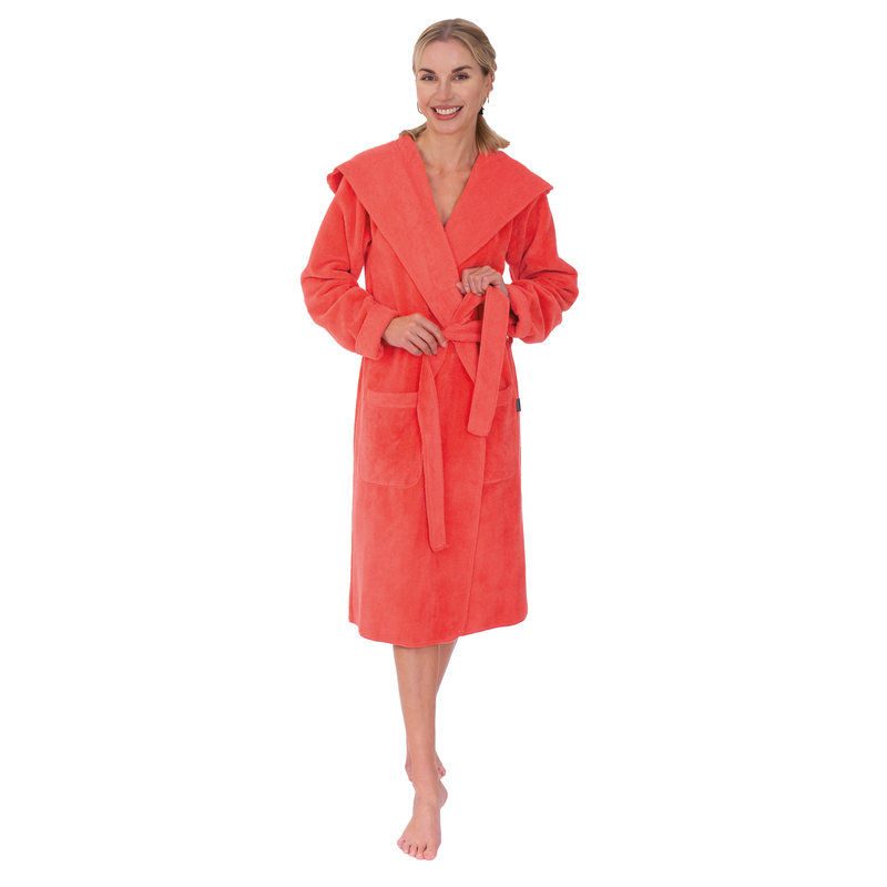 WEWO FASHION Damenbademantel »6124« 1 Stk. tlg., Overlook-Naht lobster L Länge: 110 cm Overlook