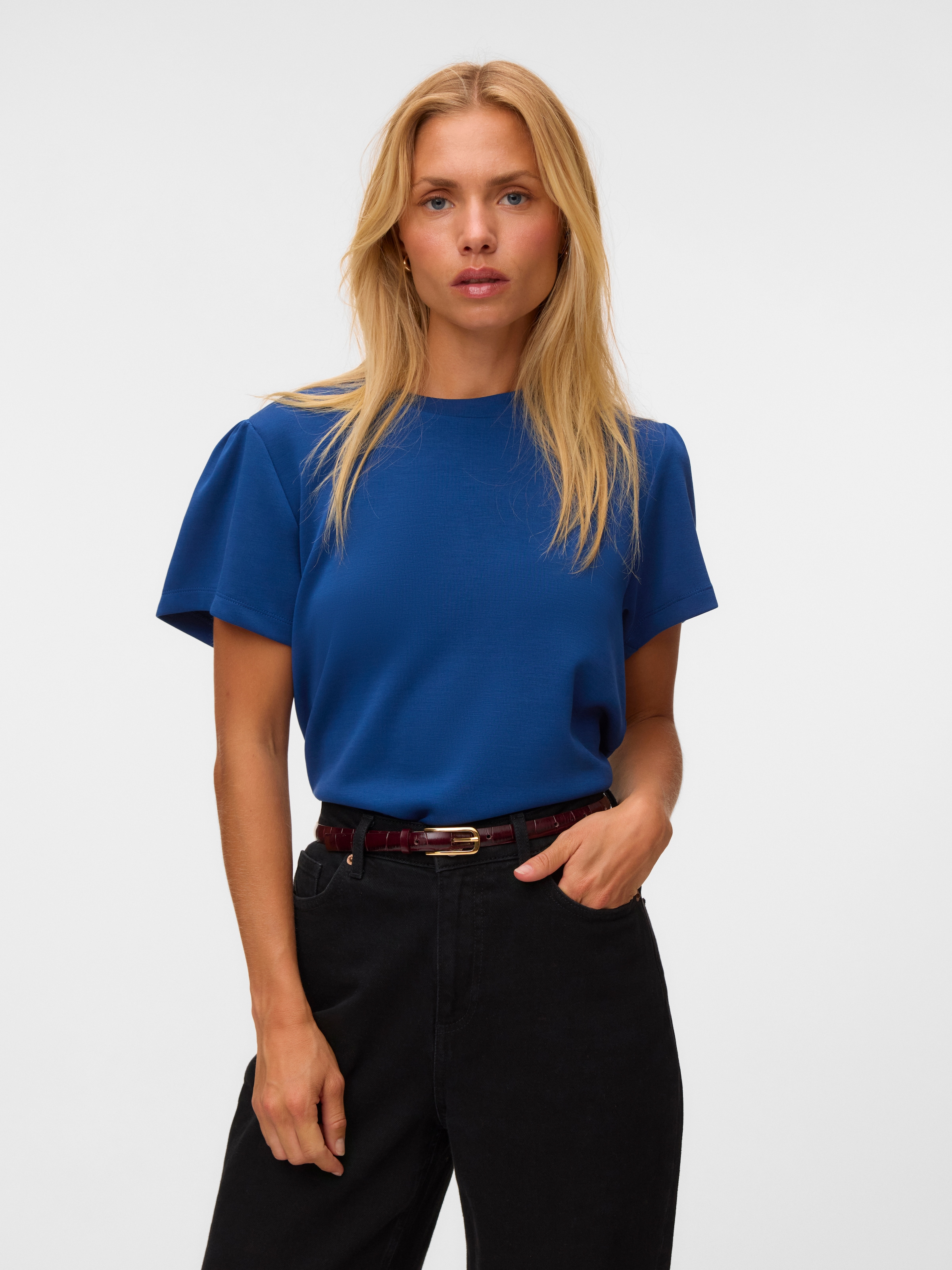 Vero Moda Kurzarmshirt »VMELLA SS O-NCK TOP JRS« Viskosemischung, regular fit