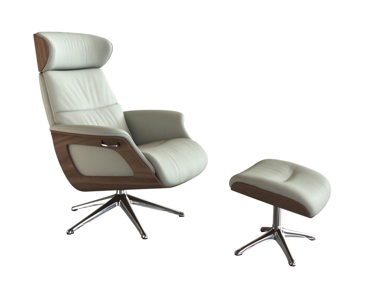 FLEXLUX Relaxsessel »Clement Relaxstuhl, Polstersessel, Liegesessel, TV-Sessel,«, Rücken- & Kopfteilverstellung, Drehbar, Armlehne Walnuss, Fuß Alu