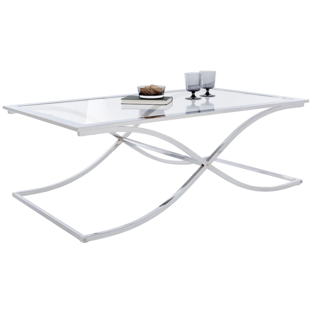 Guido Maria Kretschmer Home&Living Couchtisch »Ballum«, mit edlem Metallgestell und Glasplatte, Breite 120 cm