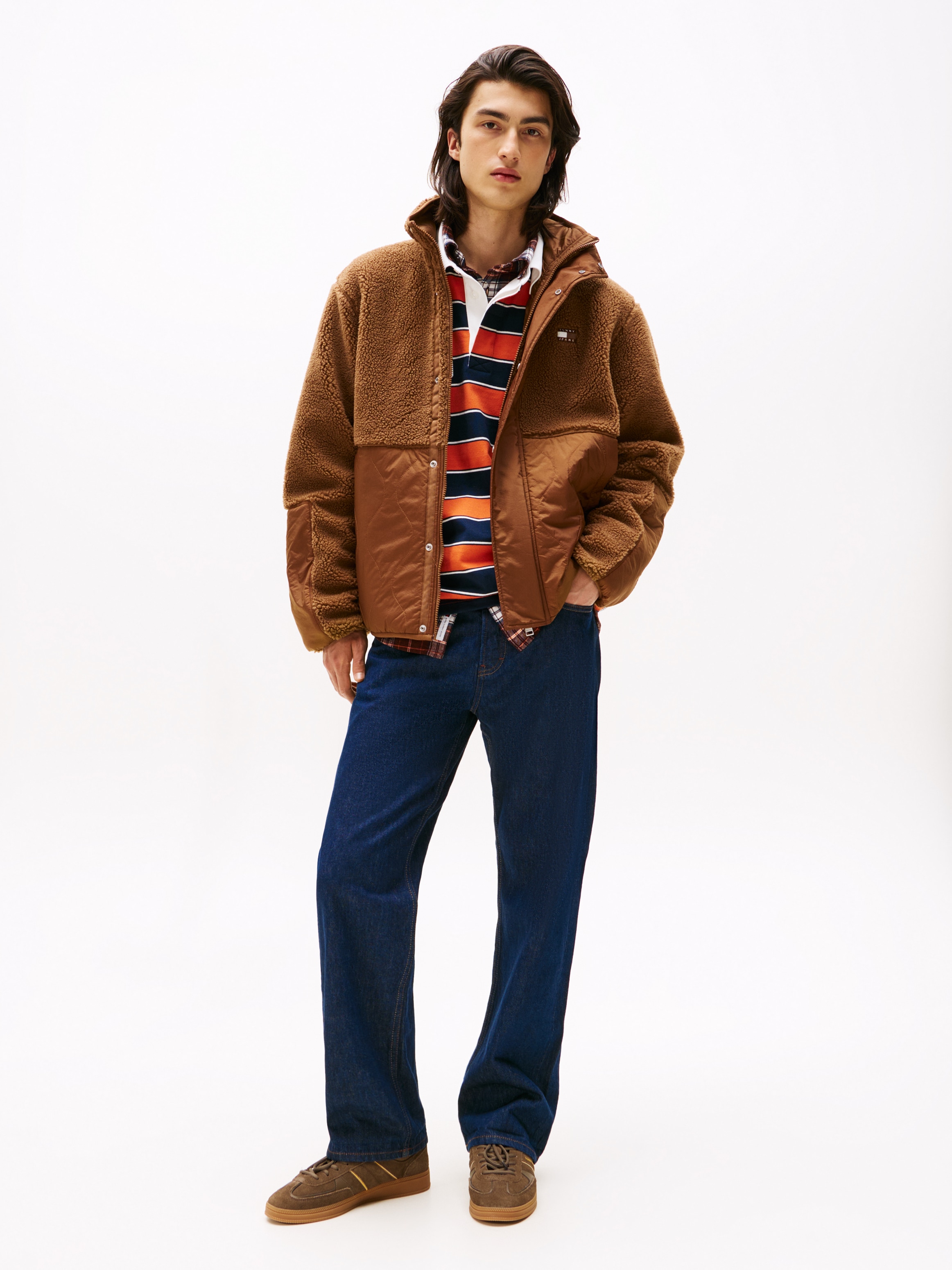 Tommy Jeans Steppjacke »TJM ESSENTL MIX TEDDY«, relaxed fit, mit Teddy Fleece, Stehkragen
