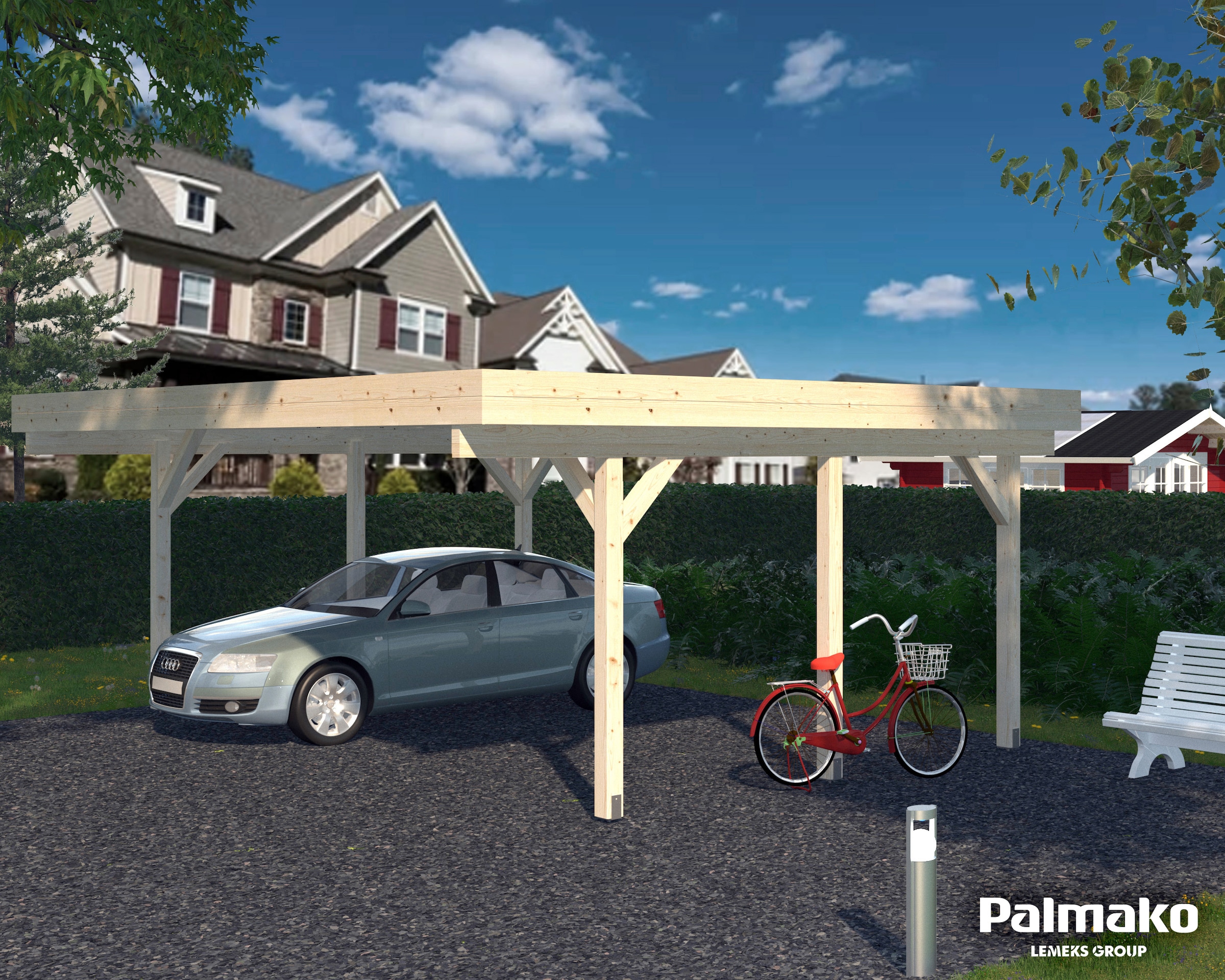 Palmako Doppelcarport »Karl«, Holz, natur