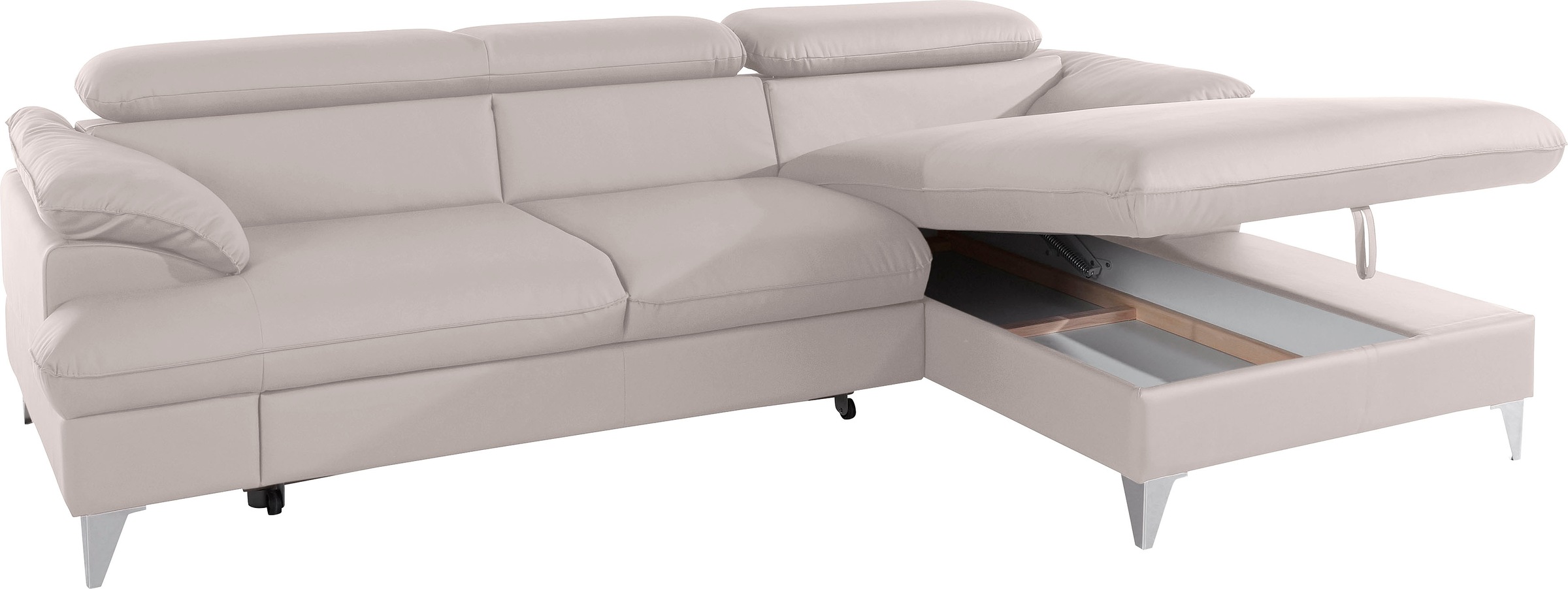 COTTA Polstergarnitur »Caluso L-Form«, (2 tlg.), Set bestehend aus: Ecksofa mit Kopfteilverstellung & Hocker