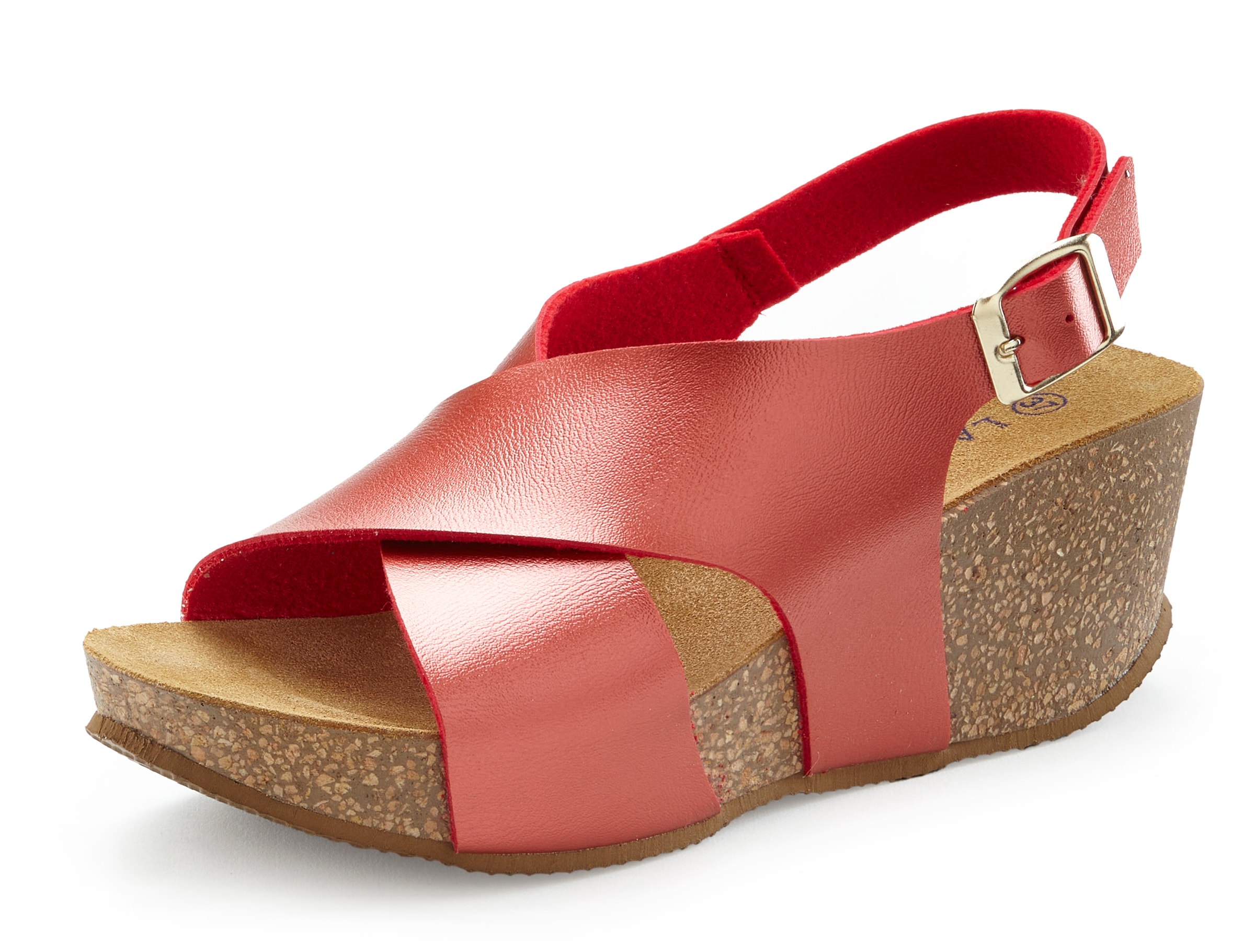 LASCANA Sandalette »Sommerschuh«, Sommerschuh mit Keilabsatz und Korkfußbett