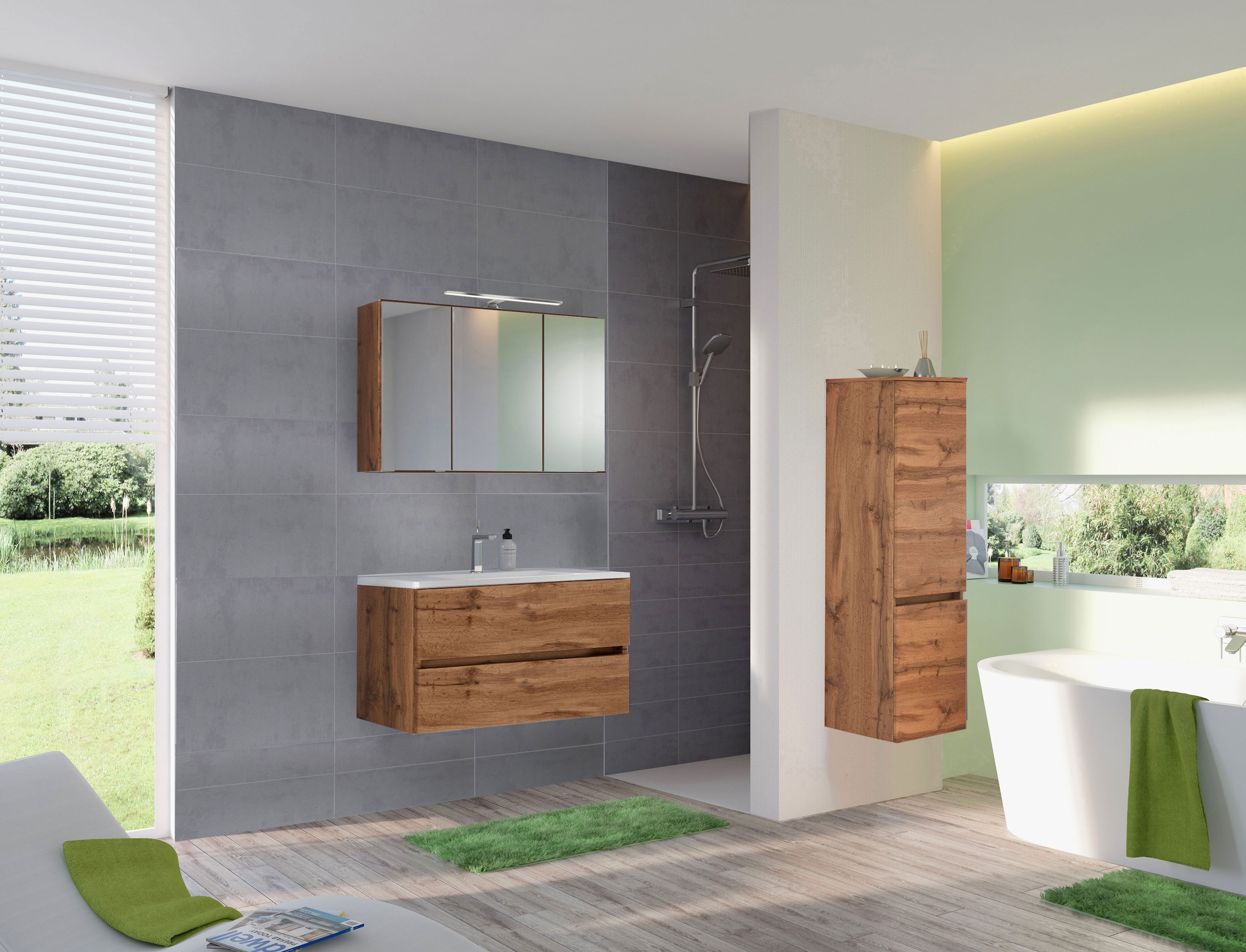 welltime Badmöbel-Set »Welltime Möbel Baabe Waschtisch-Set 3tlg. oder 5tlg. günstig online kaufen