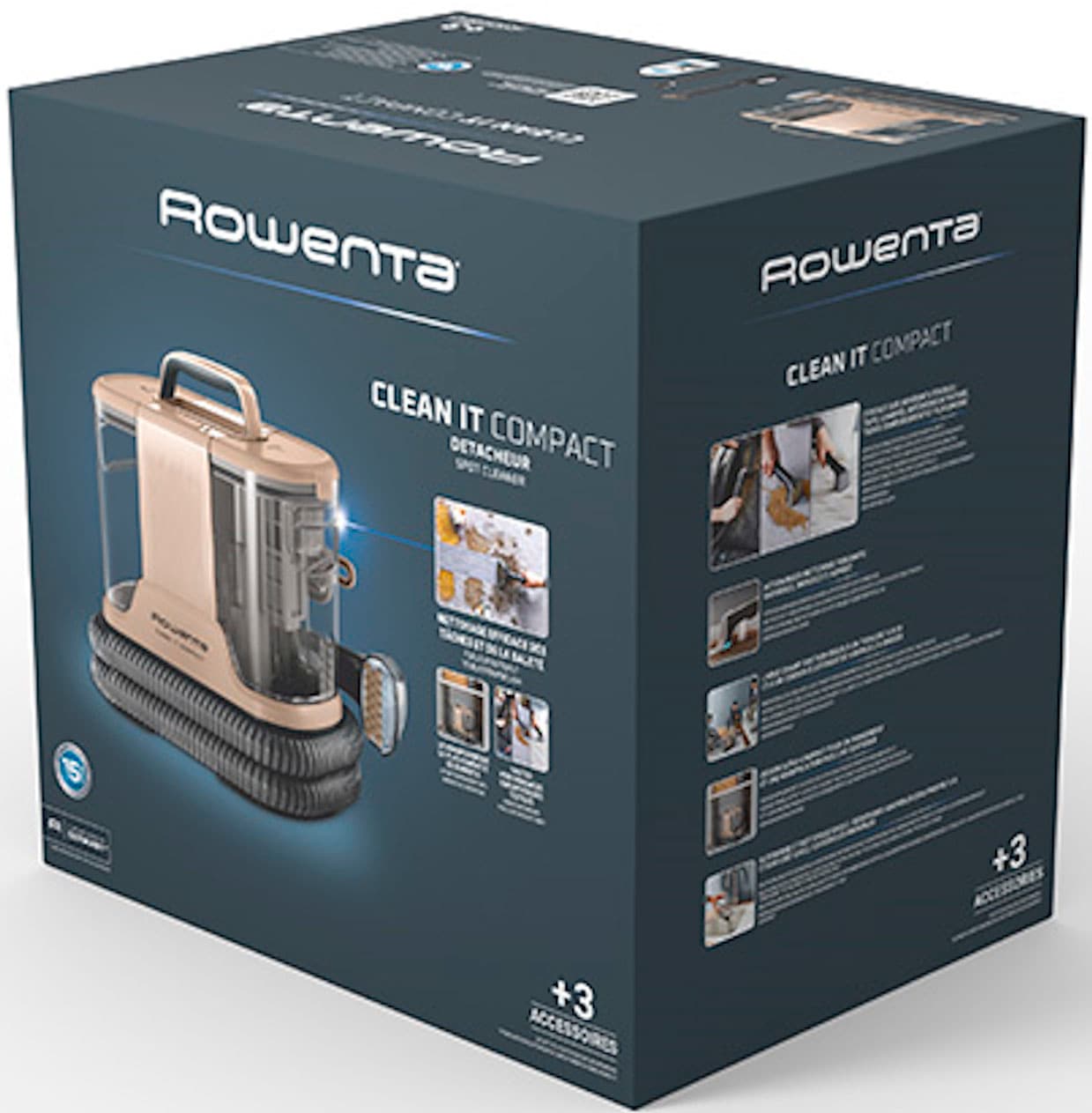 Rowenta Teppichreinigungsgerät »Clean it, tragbarer Fleckenreiniger, austauschbare Reinigungsköpfe« kompakt und leicht, beseitigt schnell und effizient Flecken, IN3010