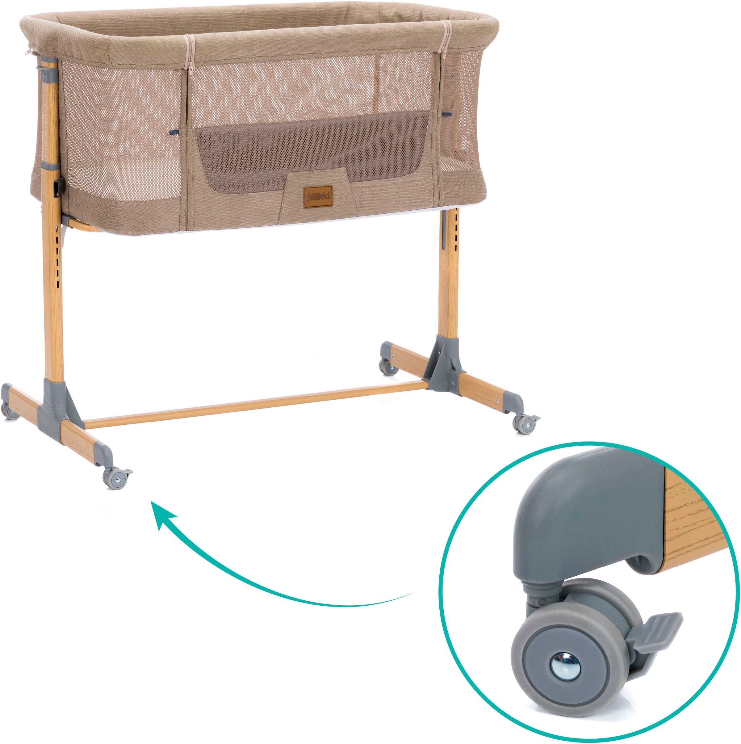Fillikid Beistellbett »Air caramel inkl. Rollen«