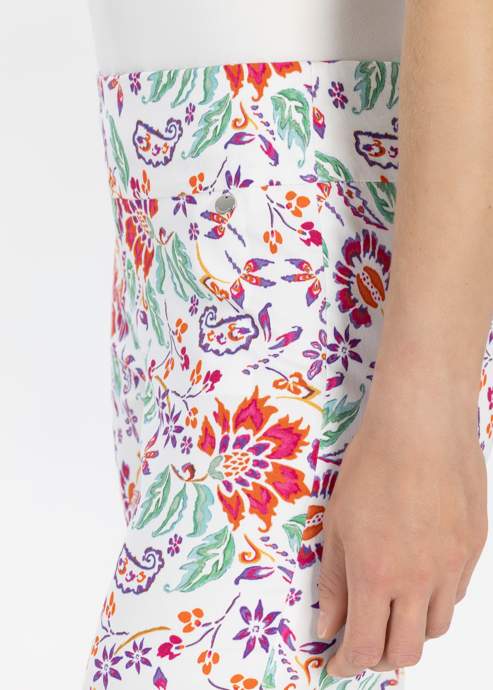 Stehmann Stoffhose, Sommerhose mit floralem Muster, 7/8-Länge mit Gummibund