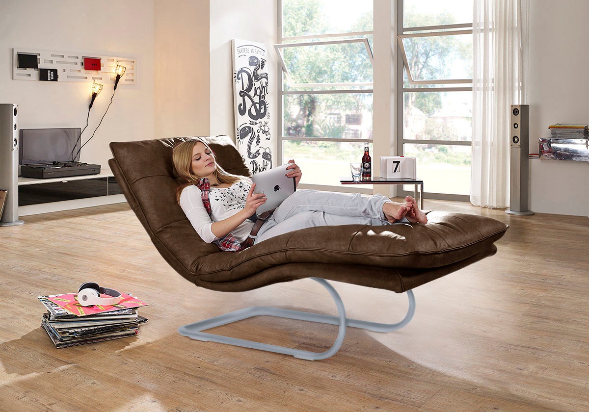 W.SCHILLIG Relaxliege »daily dreams«, in Waffelkissen-Optik, wahlweise mit Motor, silber matt, in 2 Breiten