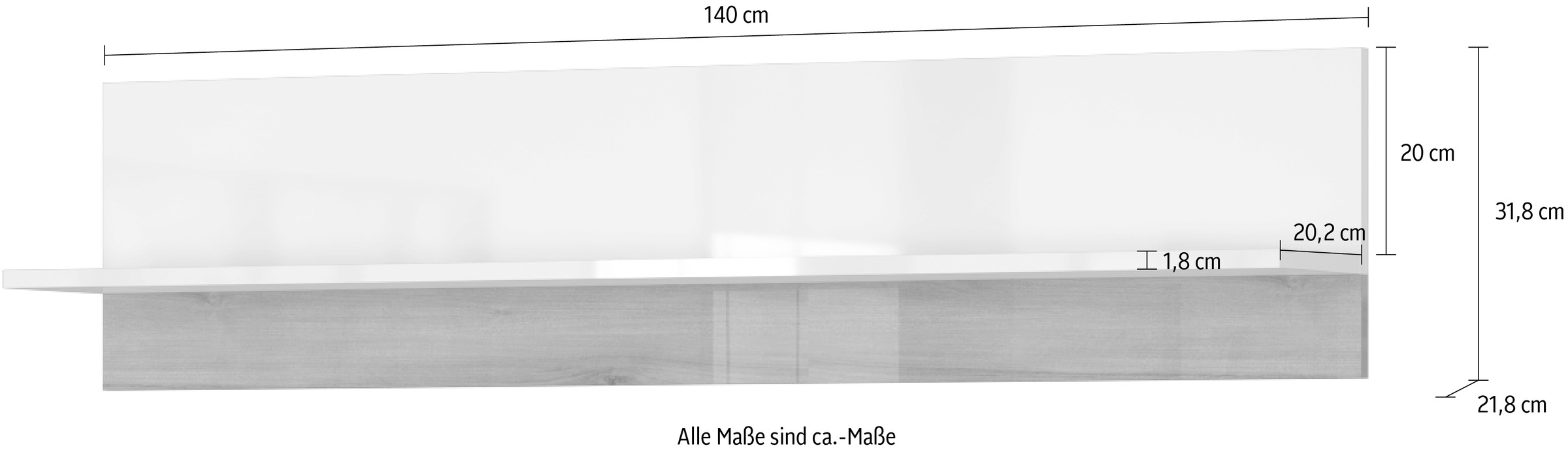 Home affaire Wandregal »Vida«, UV lackiert, kratzfest, hochglänzend