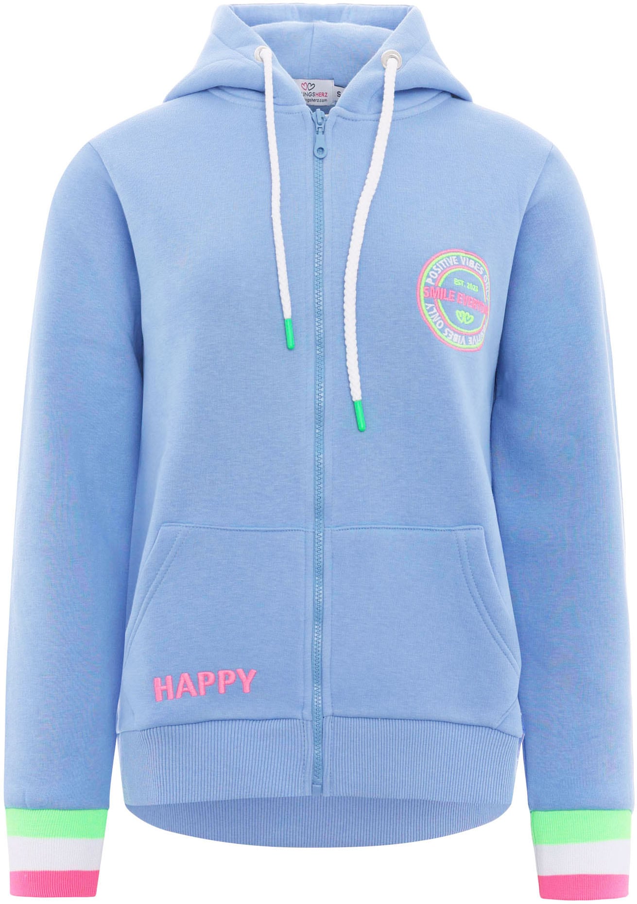 Zwillingsherz Sweatjacke, Kapuze, Regular Fit, Langarm, Stickerei am Rücken, Reißverschluss
