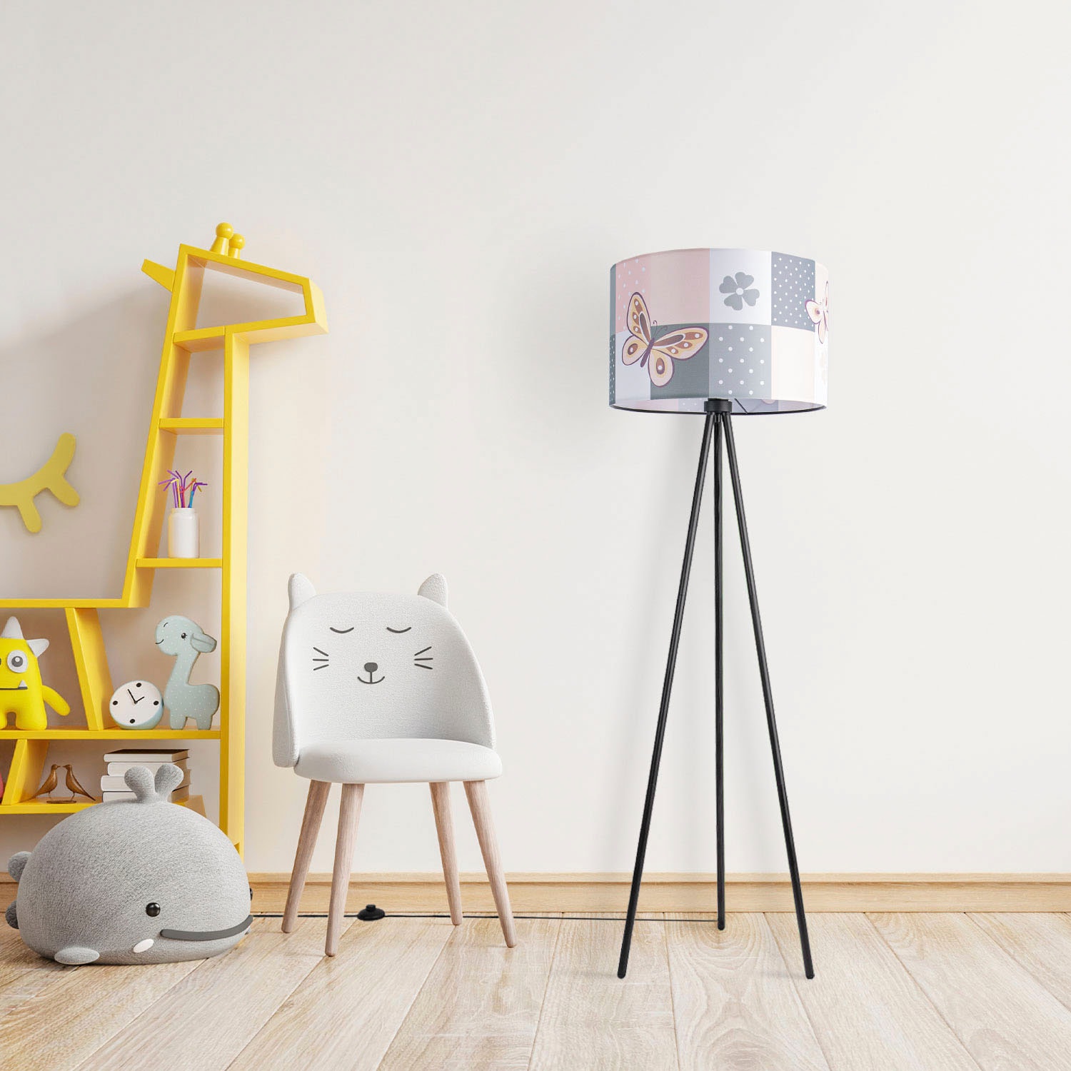 Paco Home Stehlampe »Trina Cosmo«, Leuchtmittel E27 | ohne Leuchtmittel, Lampe Kinderzimmer Kinderlampe Babyzimmer E27 Schmetterling Blumen