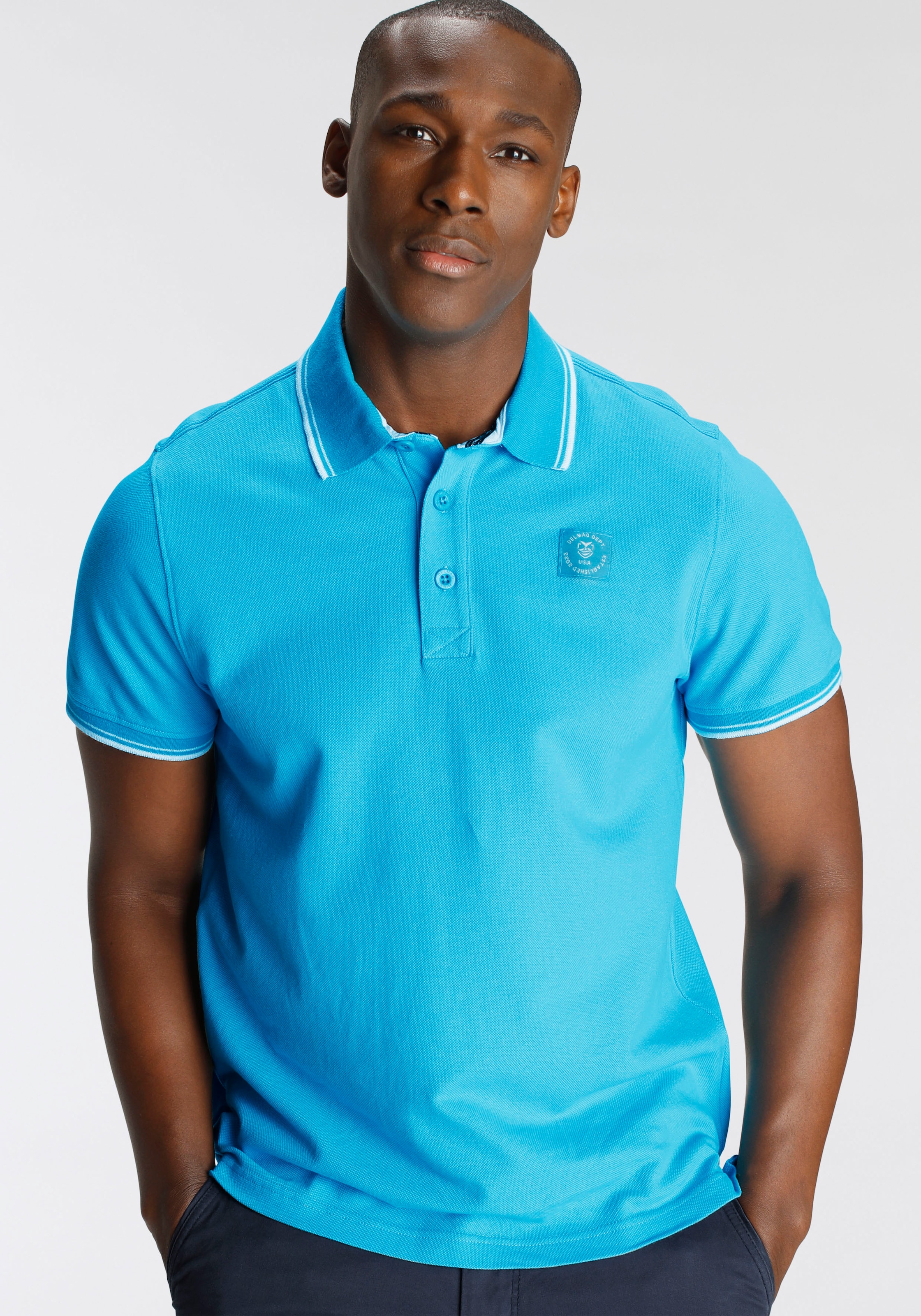 DELMAO Poloshirt, mit modischem Brustlabel - NEUE MARKE!