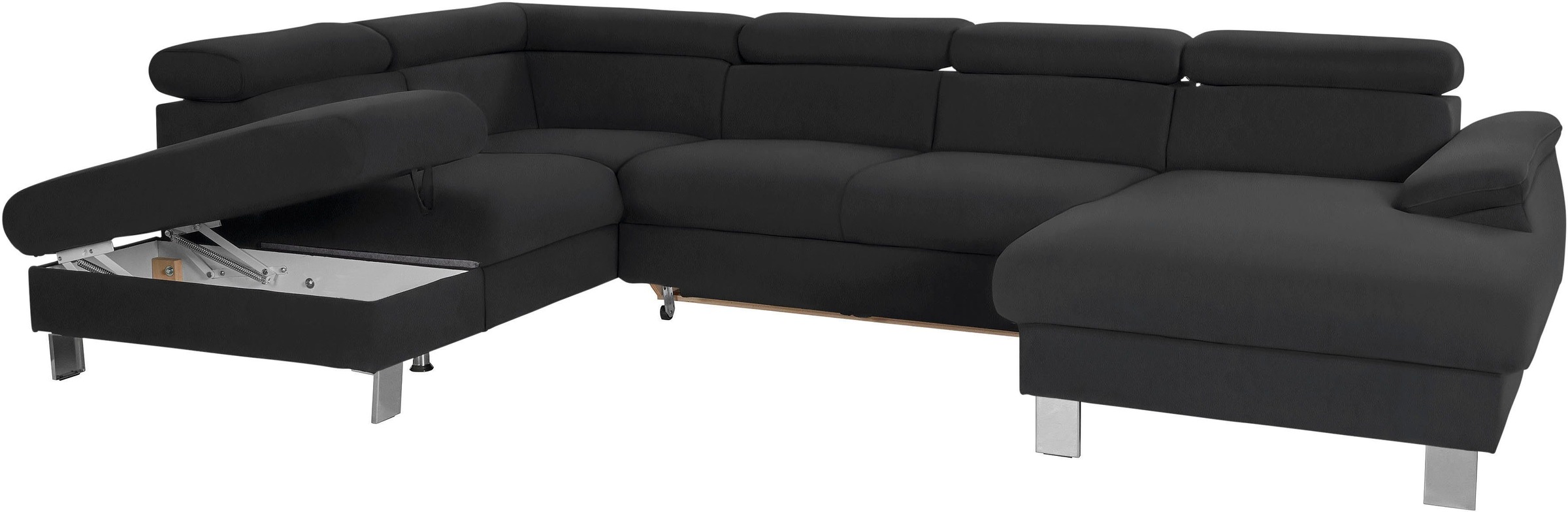 COTTA Polstergarnitur »Komaris U-Form«, (Set), Set bestehend aus: Wohnlandschaft mit Kopfteilverstellung & Hocker