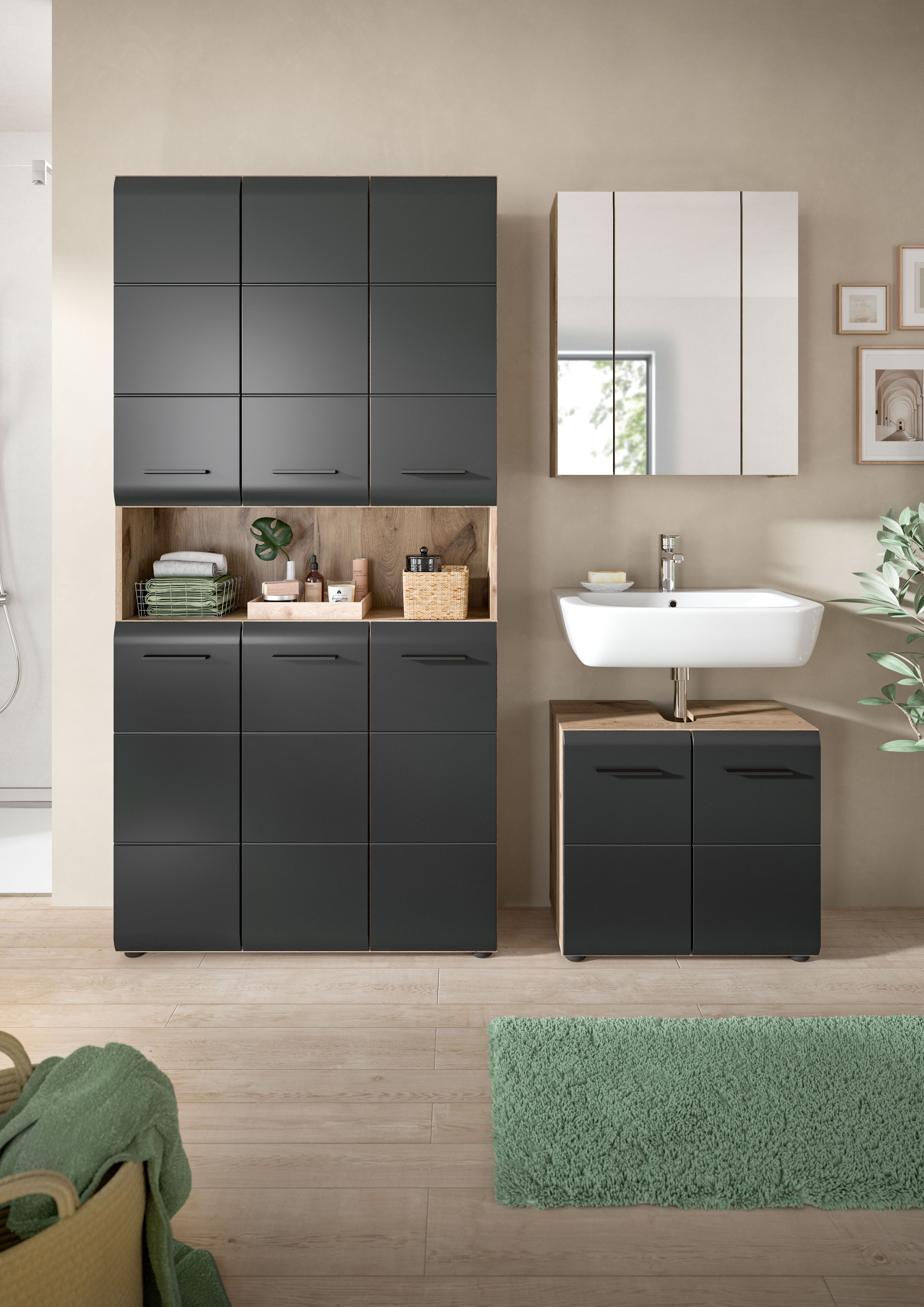 INOSIGN Badezimmer-Set Set, 4 Stk. tlg. Florenz, Badkombination 3-tlg., Nox günstig online kaufen