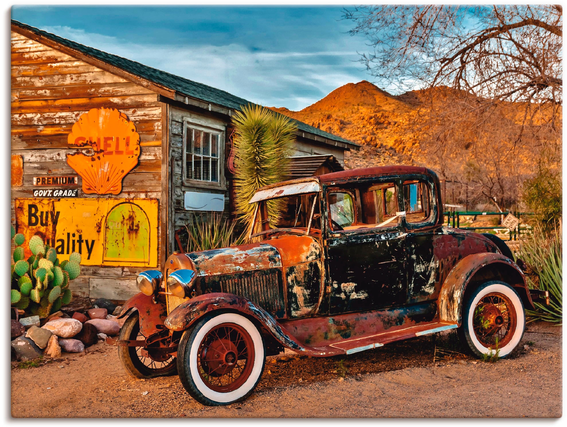 Artland Wandbild »Oldtimer Route 66 Hackberry« Auto 1 Stk. tlg. als Leinwan günstig online kaufen