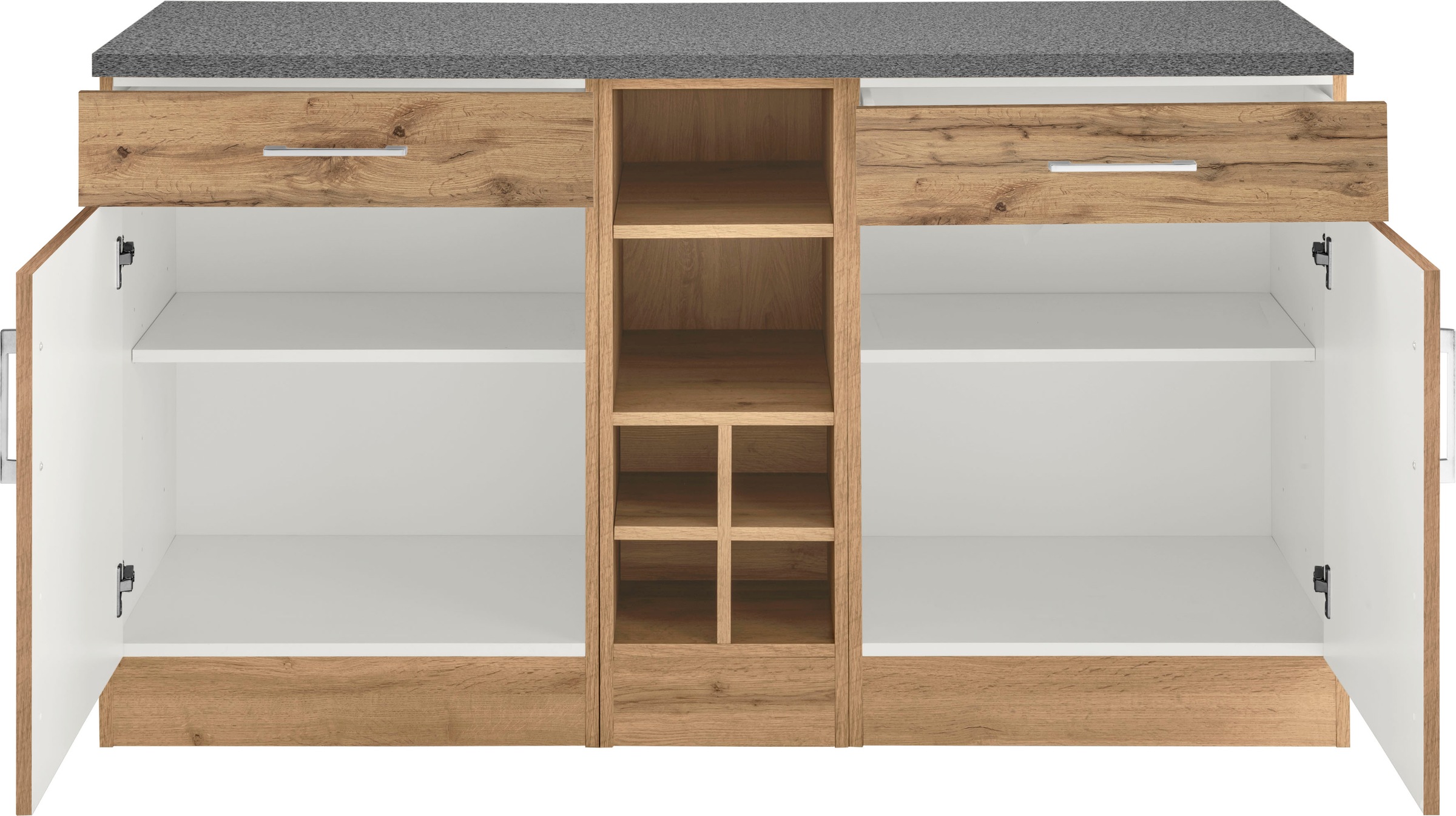 KOCHSTATION Unterschrank »KS-Colmar«, 150 cm breit, 2 Schubkästen, 2 Türen, 6 Fächer, für viel Stauraum
