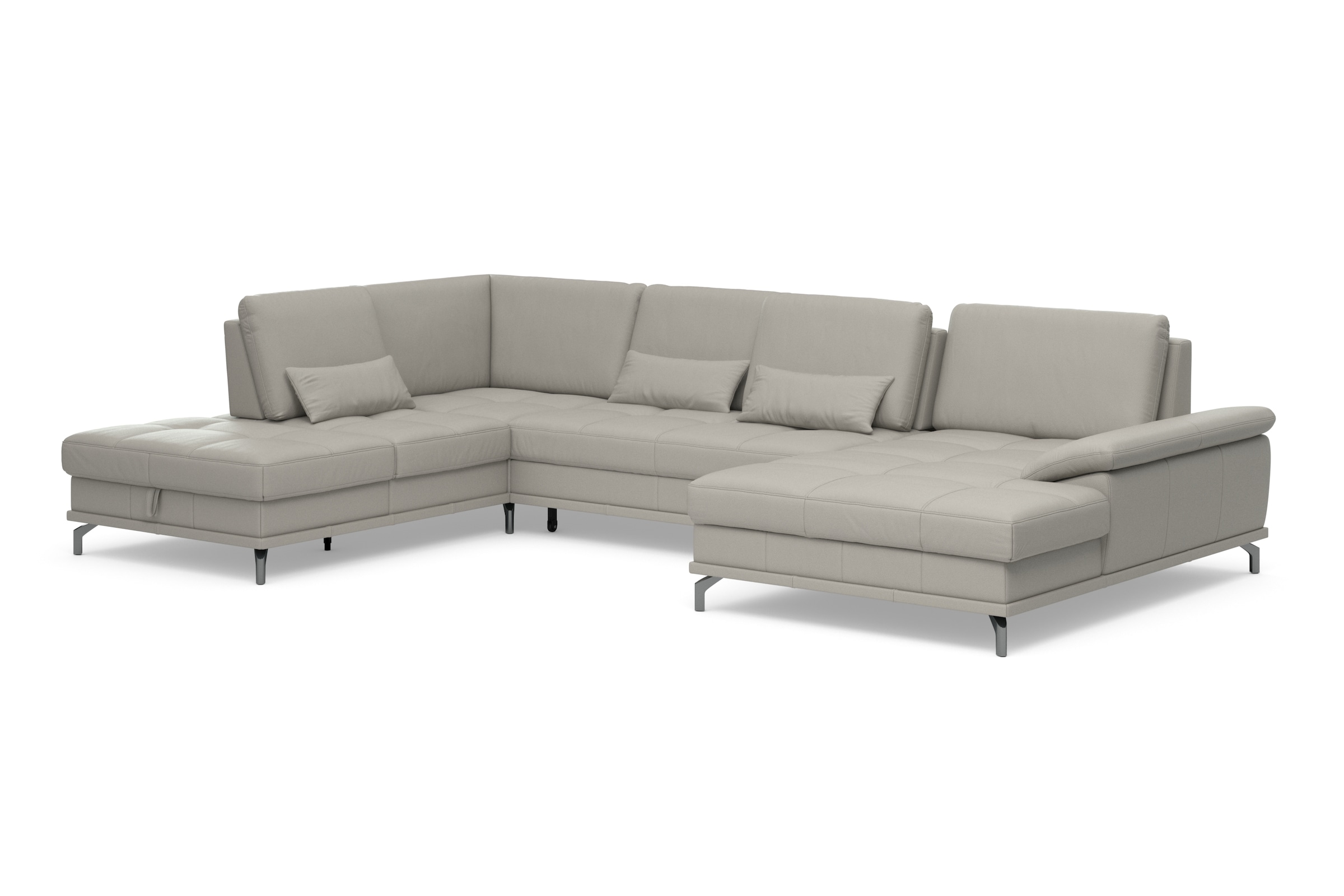 Places of Style Wohnlandschaft »Costello U-Form, B: 363 cm mit Sitztiefen-, Armteilverstellung &«, 3 Nierenkissen, optional Bettfunktion & Bettkasten