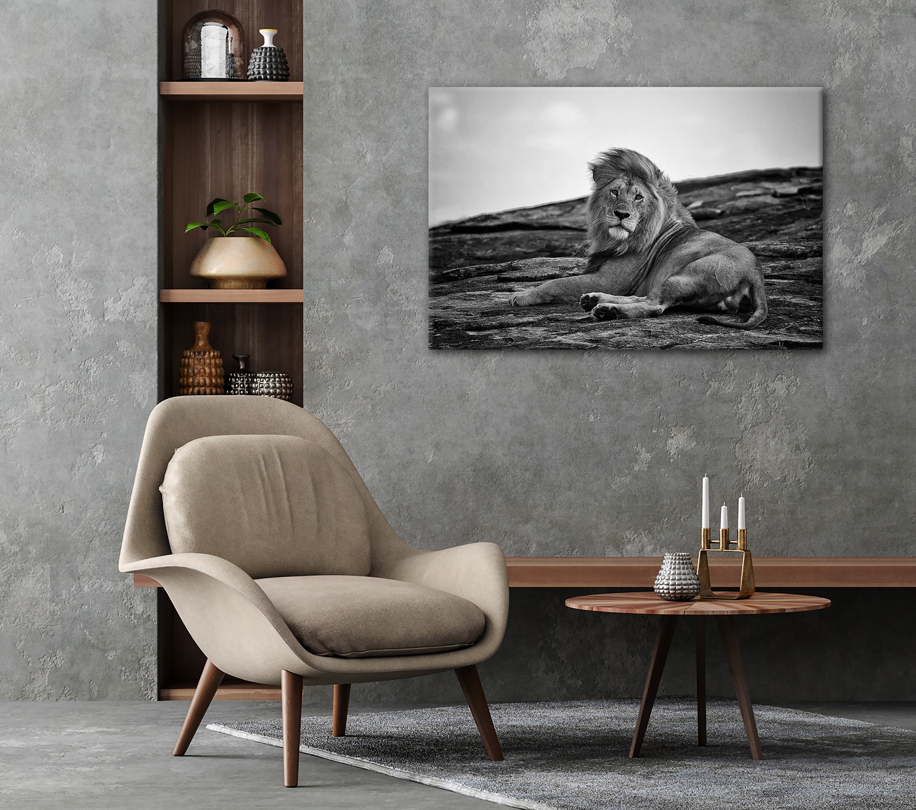 Bönninghoff Bild »LIEGENDER LÖWE 60x90 cm – Leinwandbild Keilrahmen Deko modern«
