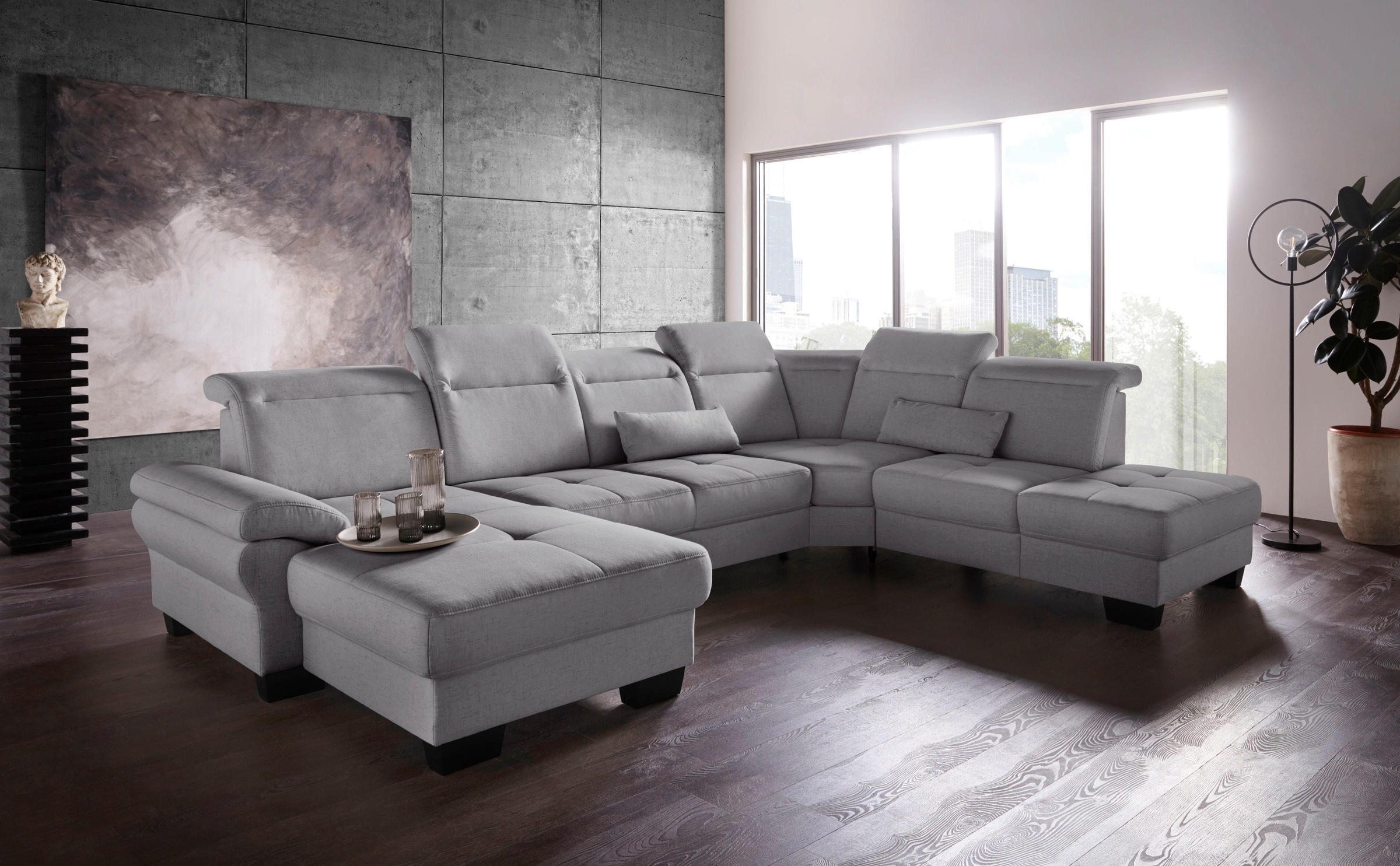 Home affaire Wohnlandschaft »Cornwall U-Form« inkl. Sitztiefenverstellung, günstig online kaufen