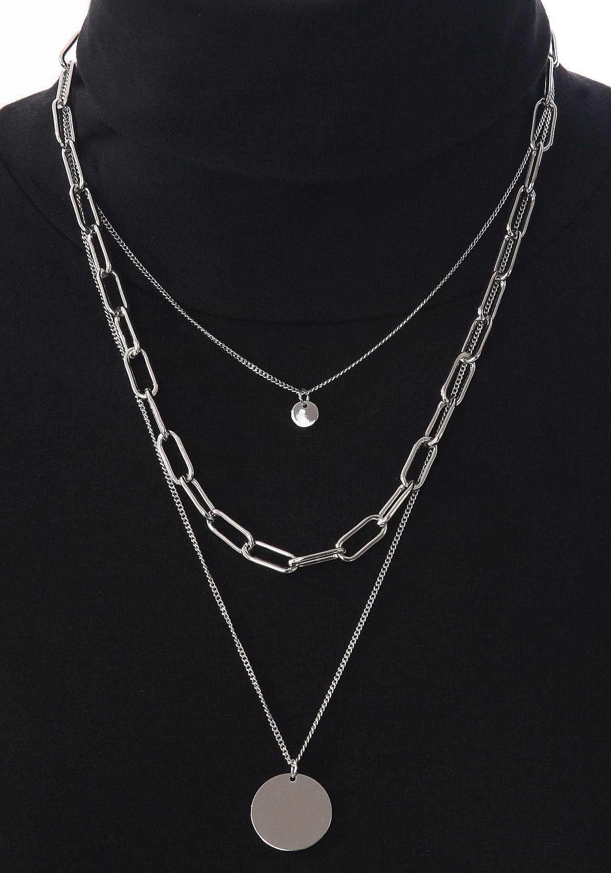 Firetti Collier-Set »2-reihige Layering Gliederkette mit runden Anhängern«, (Set, 2 tlg.)