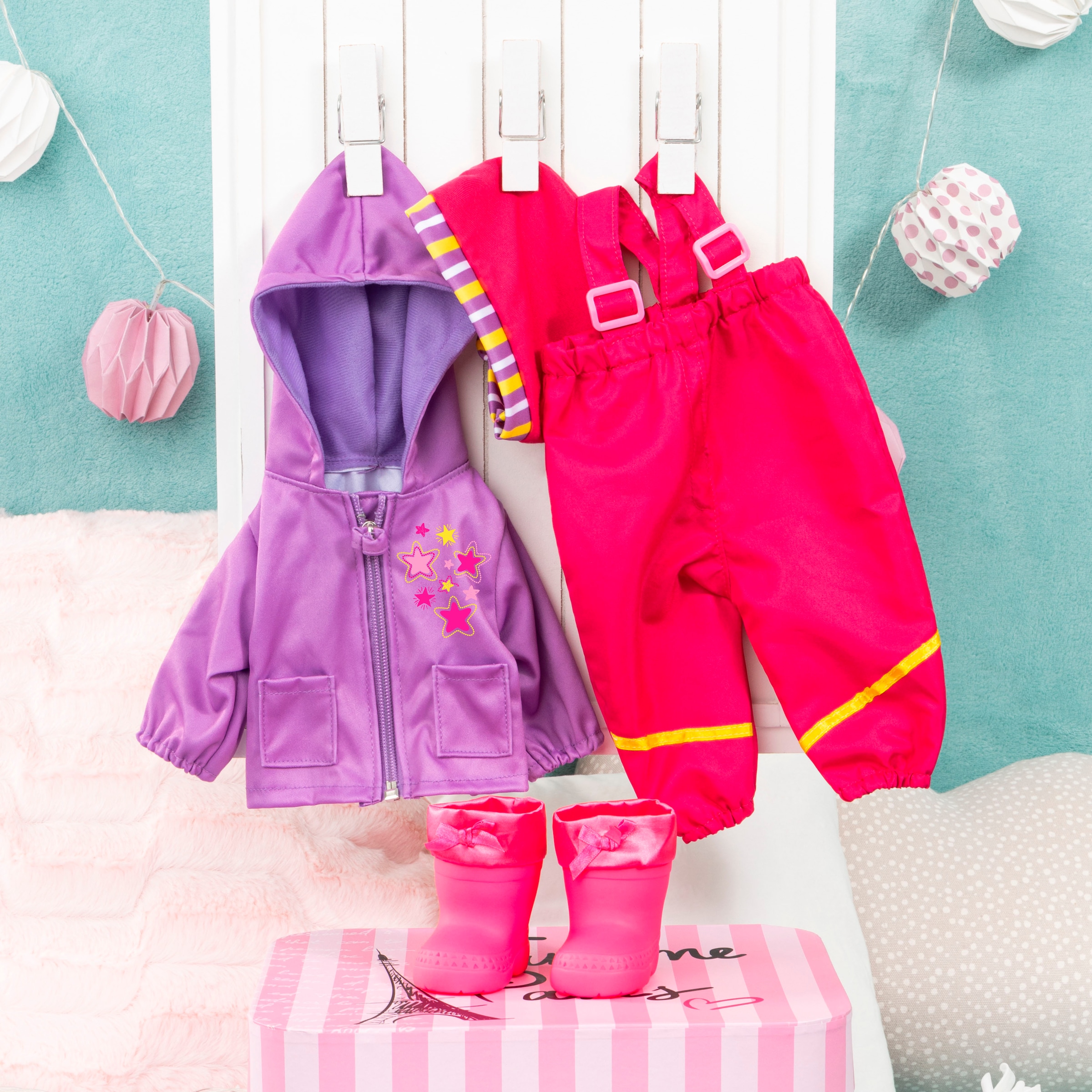 Bayer Puppenkleidung »Regen-Set pink/lila«, (Set, 4 tlg.)