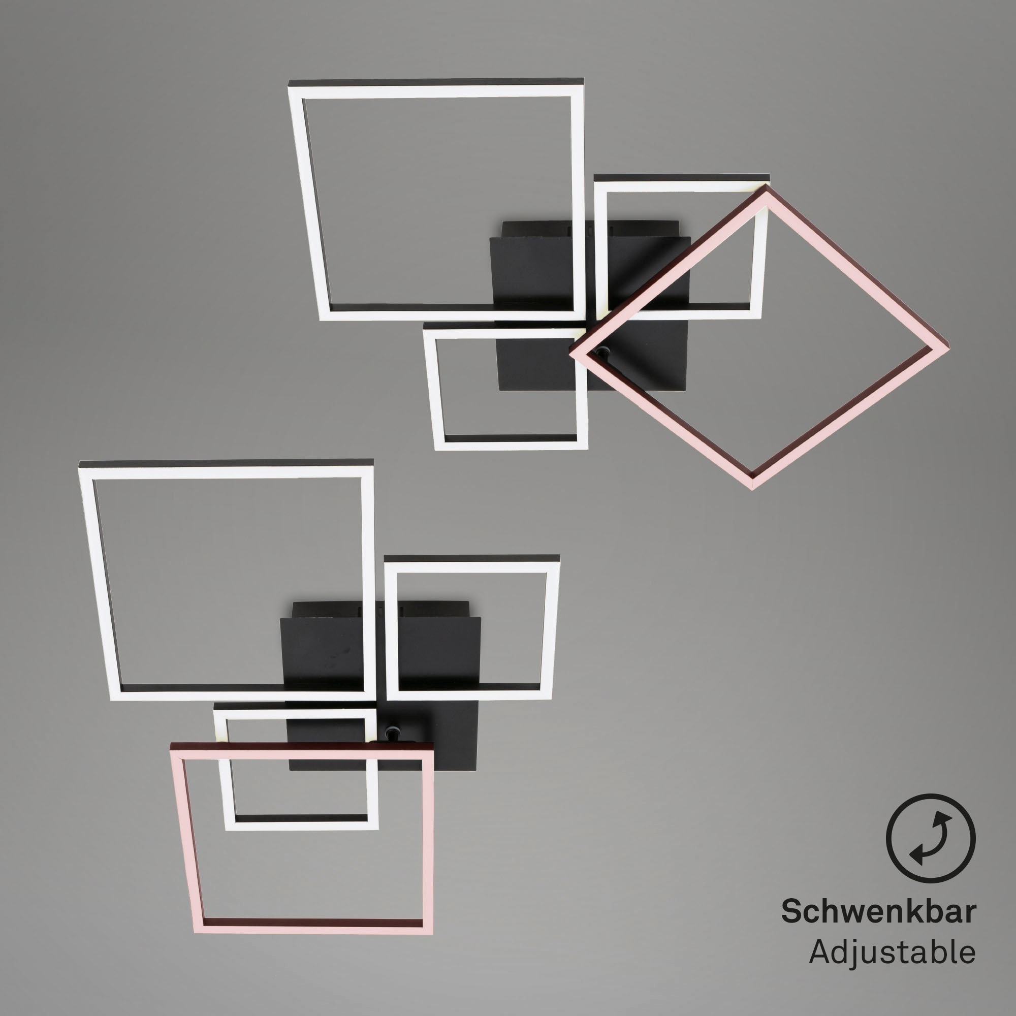 Briloner Leuchten LED Deckenleuchte »3093018 FRAME«, Leuchtmittel LED-Board | LED fest integriert, Deckenlampe, 75x46,7x7,5cm, Chrom-Alu, Wohnzimmer, Schlafzimmer