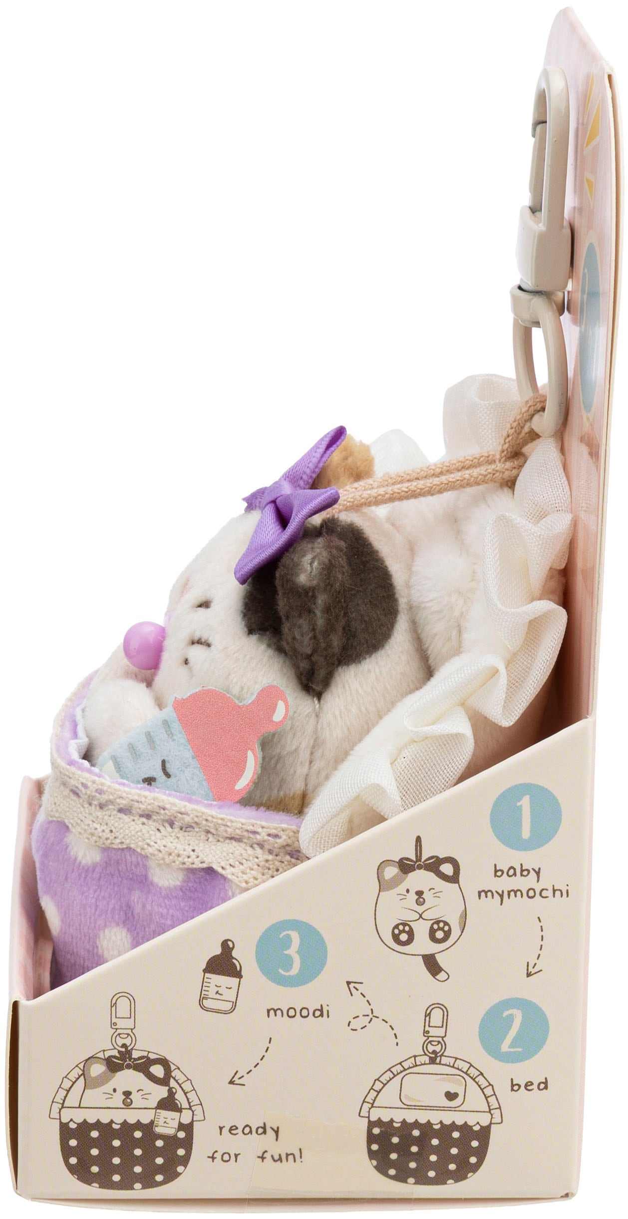 Nici Kuscheltier »mymochi, Set Katze Angy 7cm mit Babyflasche & Bettchen mit Karabiner« in Geschenkbox