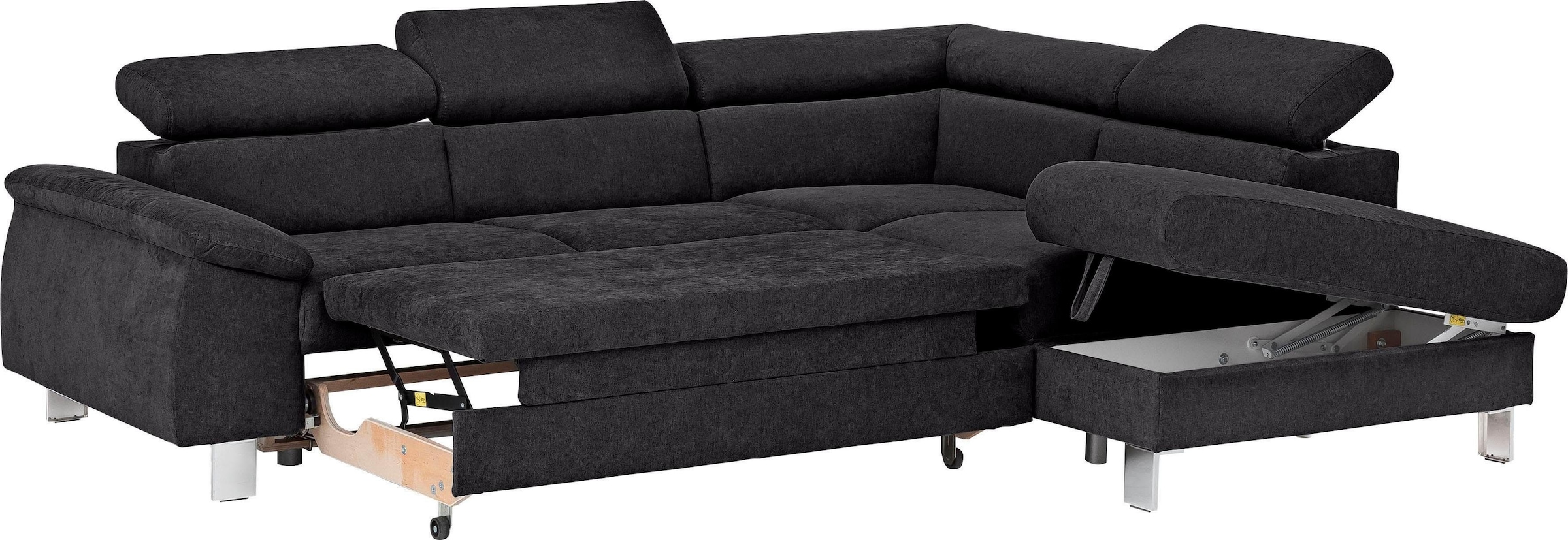 COTTA Polstergarnitur »Komaris L-Form«, (Set), Set bestehend aus: Ecksofa mit Kopfteilverstellung & Hocker
