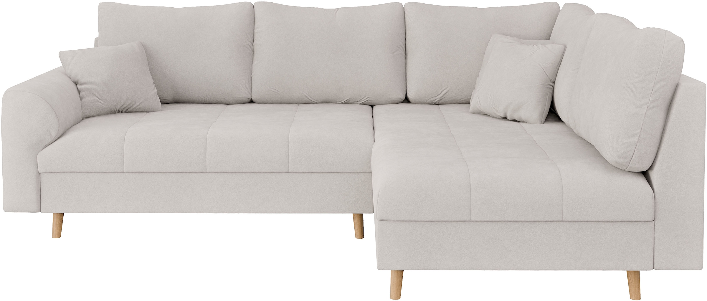 Home affaire Ecksofa »CHARRE L-Form mit Ottomane, Maße B/T/H: 231/161/81 cm«, feine Steppung, lose Rücken- und Zierkissen, auch in Cord und Bouclé
