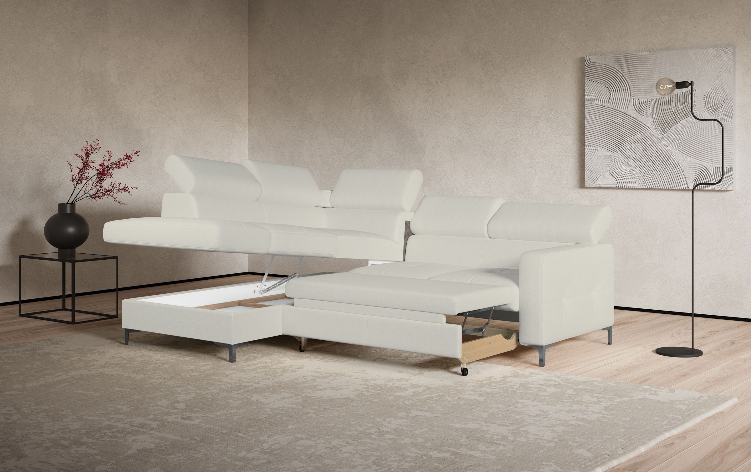 COTTA Ecksofa »Sammy L-Form«, mit Kopfteilverstellung, wahlweise mit Bettfunktion & Bettkasten