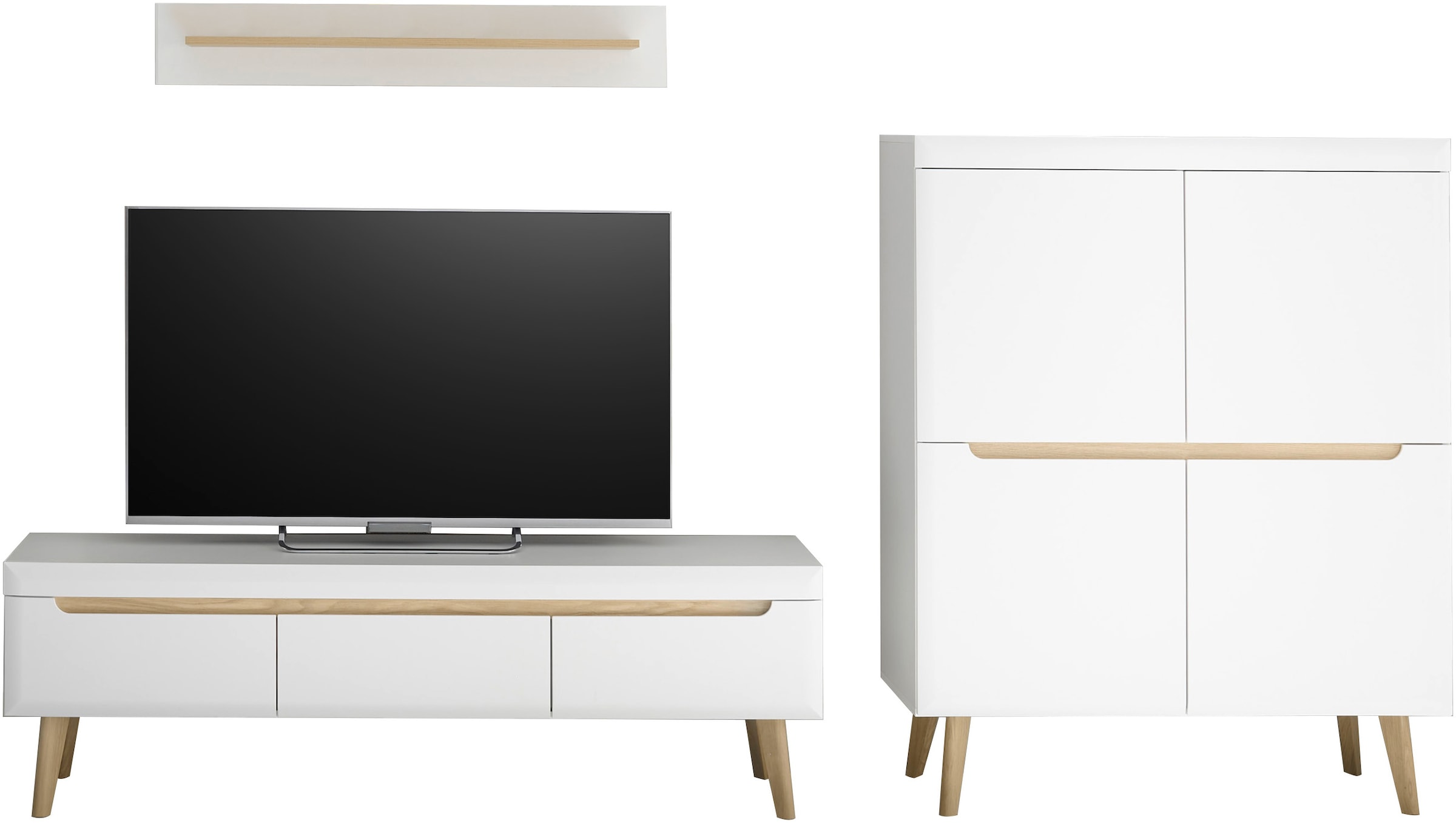 INOSIGN Wohnwand »Torge, Anbauwand, Schrankwand, Mediawand, Wohnzimmer-Set«, (3 St.), enthält 1 Lowboard, 1 Highboard, 1 Wandboard, 287 cm breit