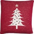 TOM TAILOR Dekokissen »Knitted Red Tree«, (1 St.), Gestrickte Kissenhülle mit Weihnachtsbaum-Motiv