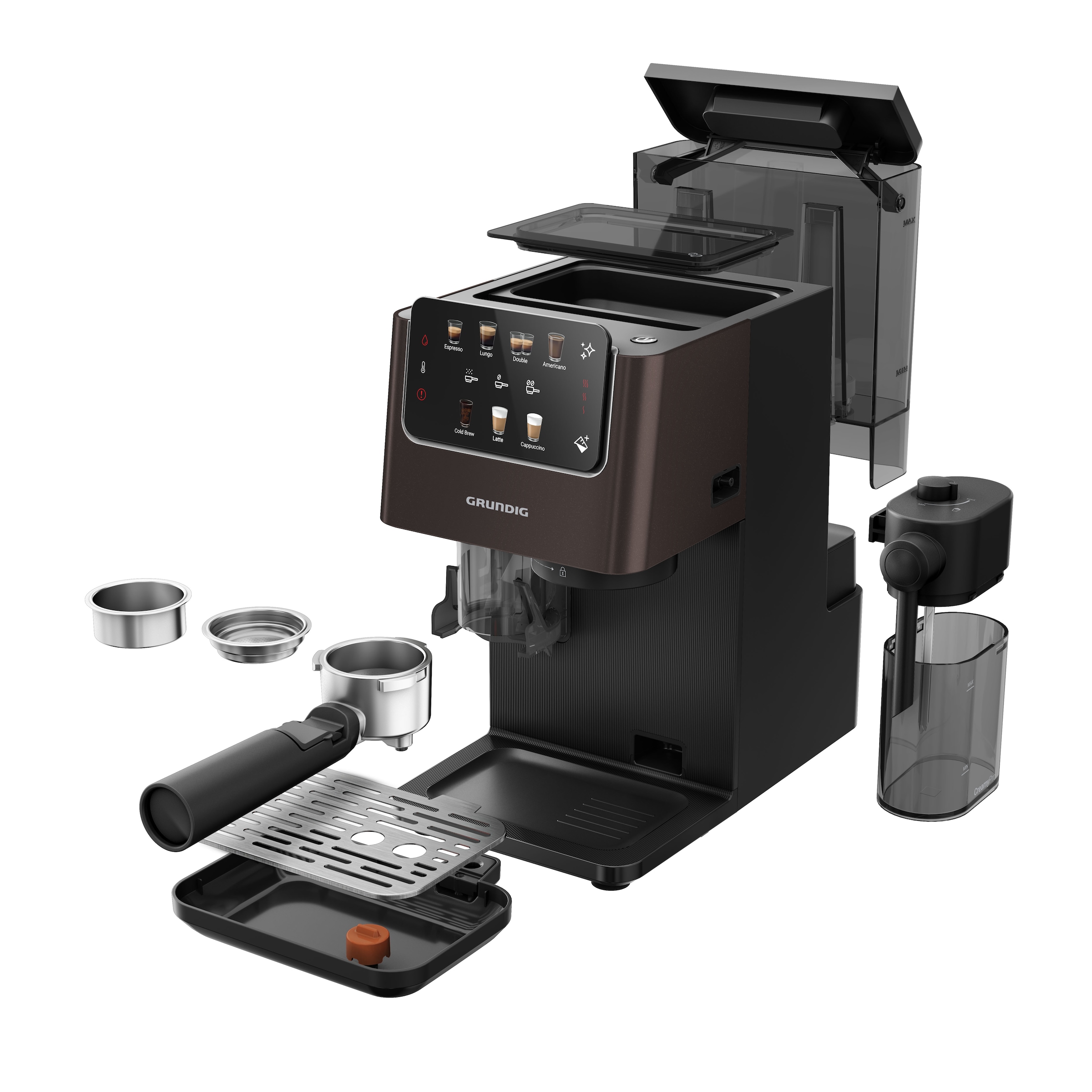 Grundig Siebträgermaschine »KSM 8530« 1688W Kaffeevollautomat mit 20 Bar, Touch & CreamyPro™