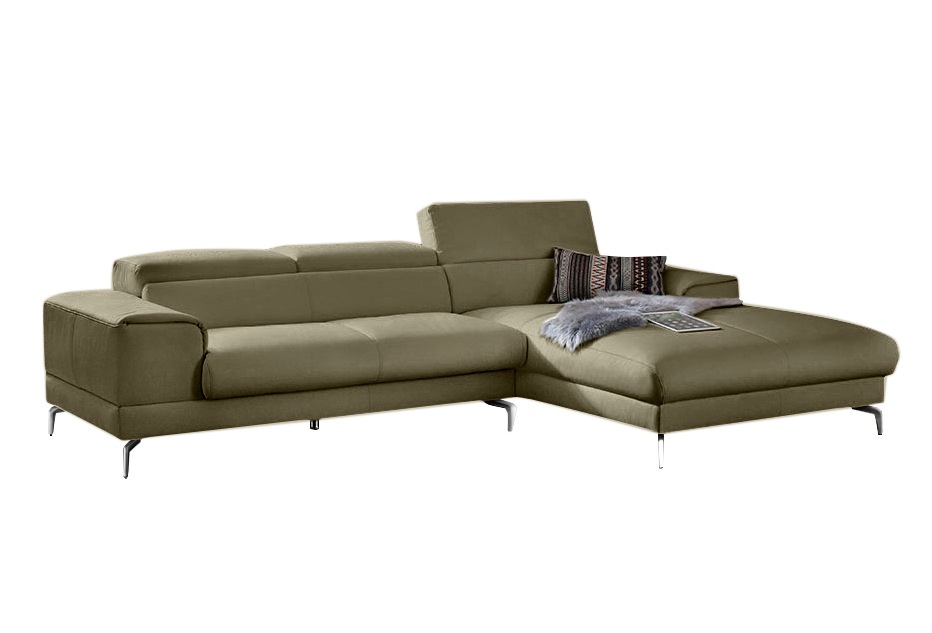 W.SCHILLIG Ecksofa »piedroo, Designsofa mit tollem Sitzkomfort, bequem und elegant, L-Form«, Kopfteilverstellung, wahlweise mit Sitztiefenverstellung, Breite 303cm