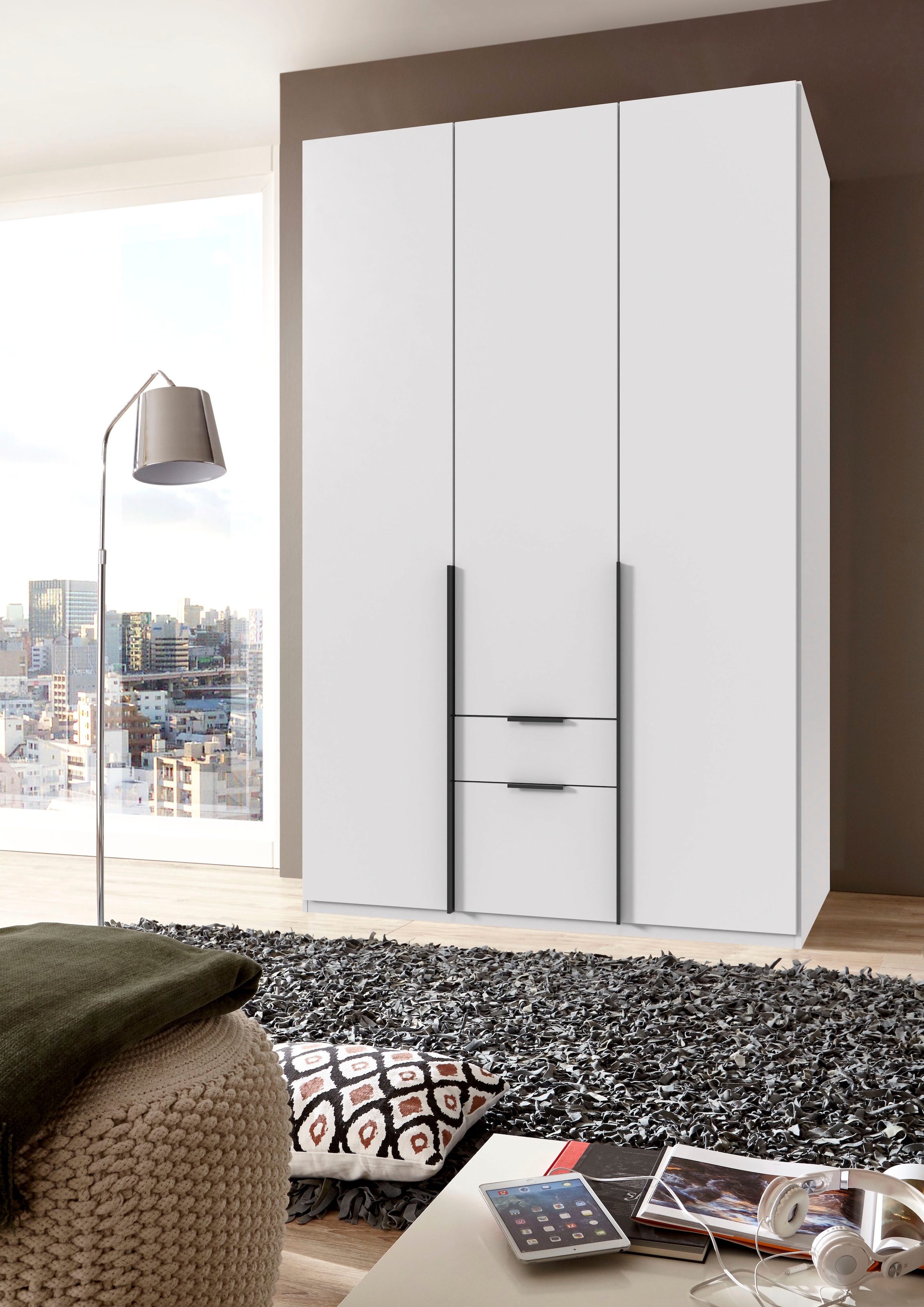 Wimex Drehtürenschrank »Mugano, 135 oder 180cm breit, 208 oder 236cm hoch, Made in Germany«, (mit langen oder kurzen Griffen aus Metall), wahlweise mit oder ohne Spiegel, mit Schubladen