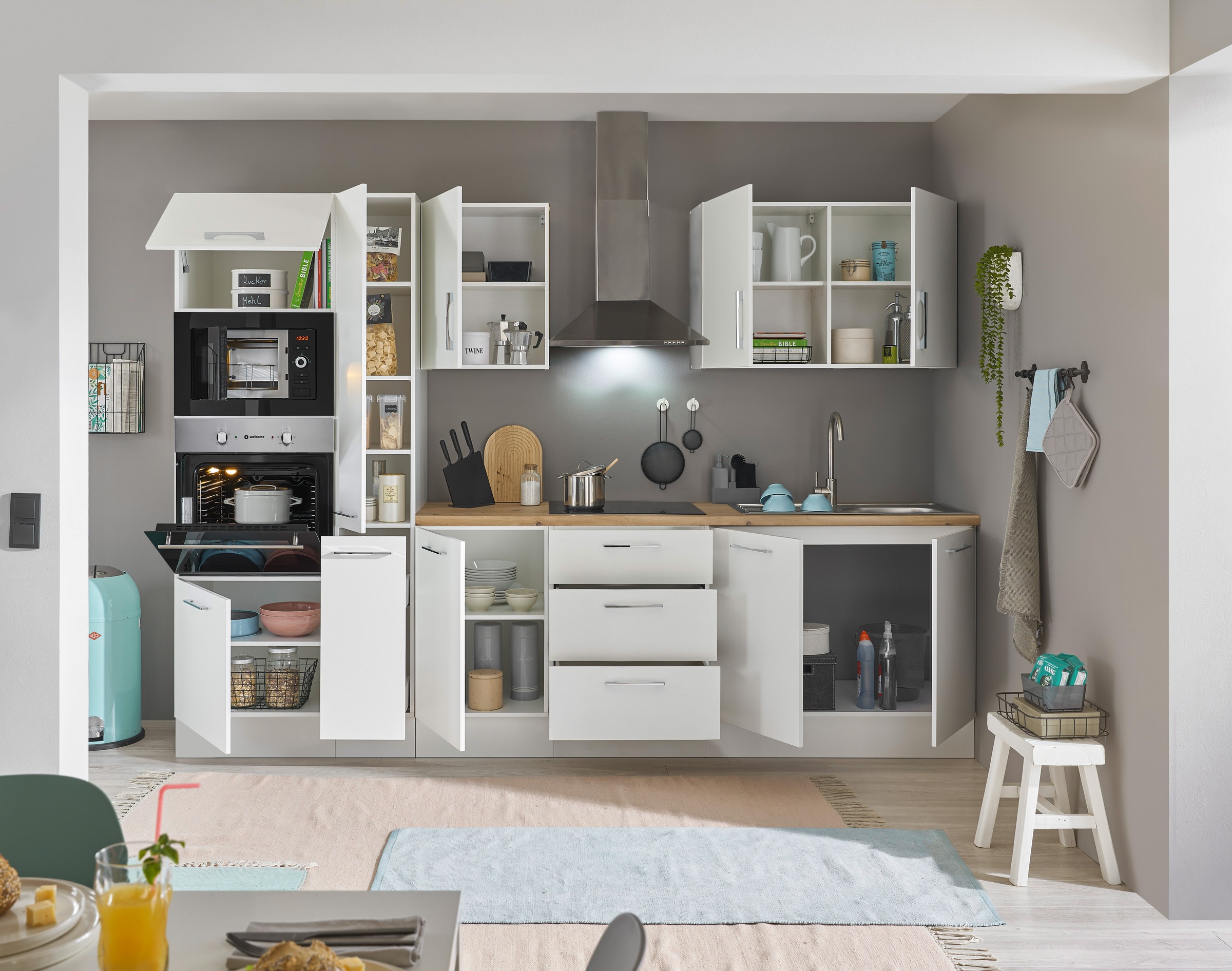 BASIC by Balculina Küchenzeile »Turin«, Breite 300 cm, wahlweise mit E-Geräten