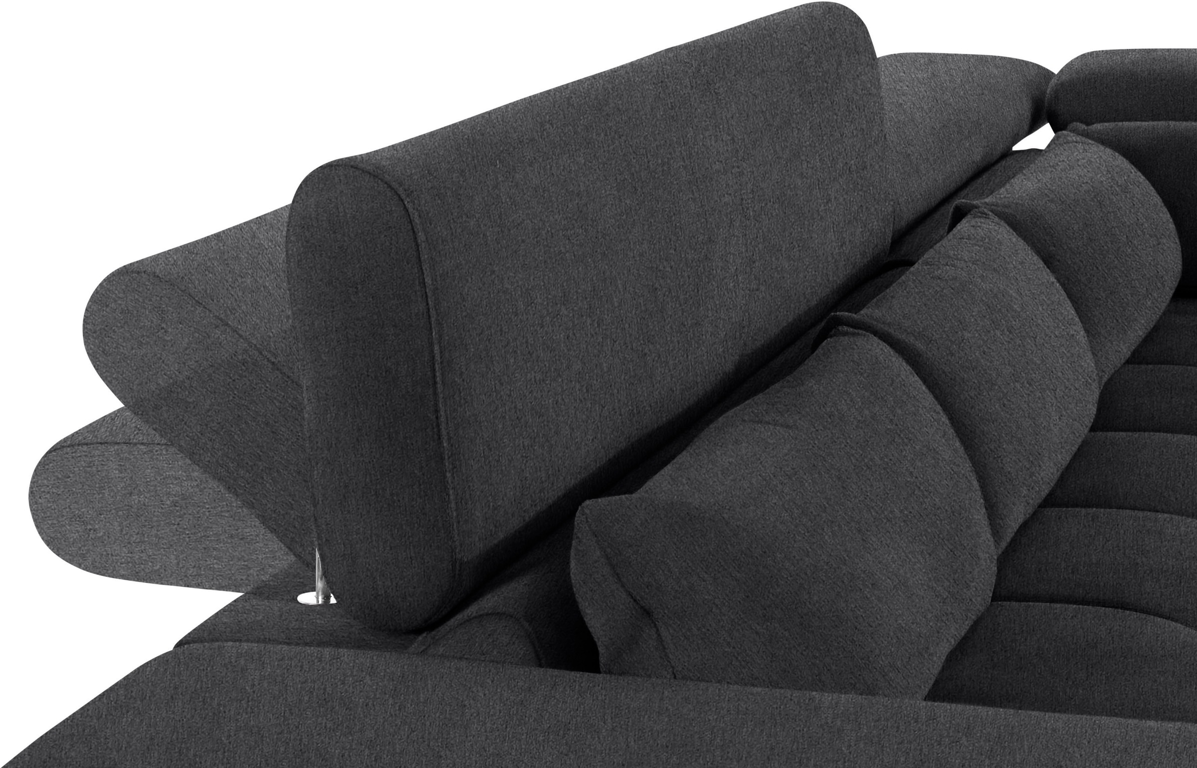 COTTA Ecksofa »Orion L-Form«, mit Kopfteilverstellung & 5 Nierenkissen