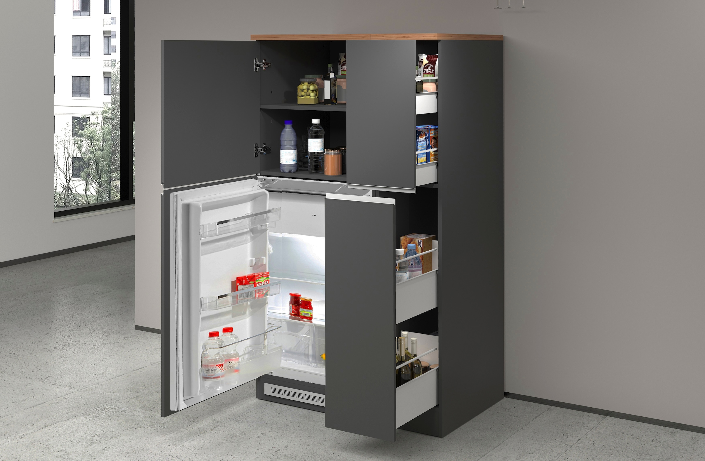 KOCHSTATION Küche »KS-Sole«, Breite 90 cm,Umbau-und Apothekerschrank im Set