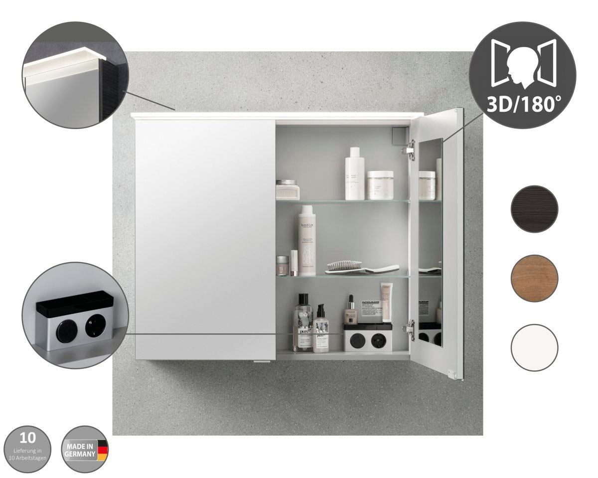 FACKELMANN Spiegelschrank »PE 60 - Dark-Oak«, Badmöbel Breite 60 cm, 2 Türen