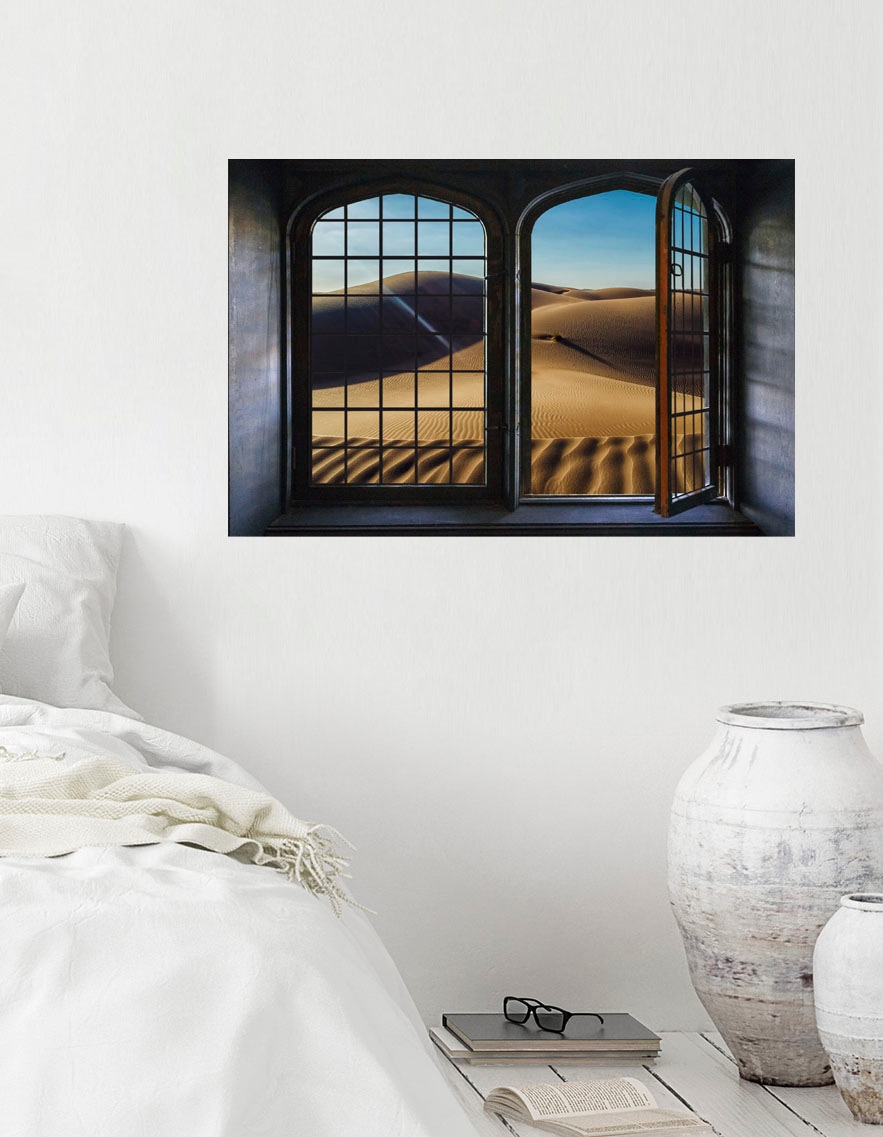 queence Wandsticker »Wüste«, Wandsticker, Wandbild, selbstklebend, 3D, Fenster