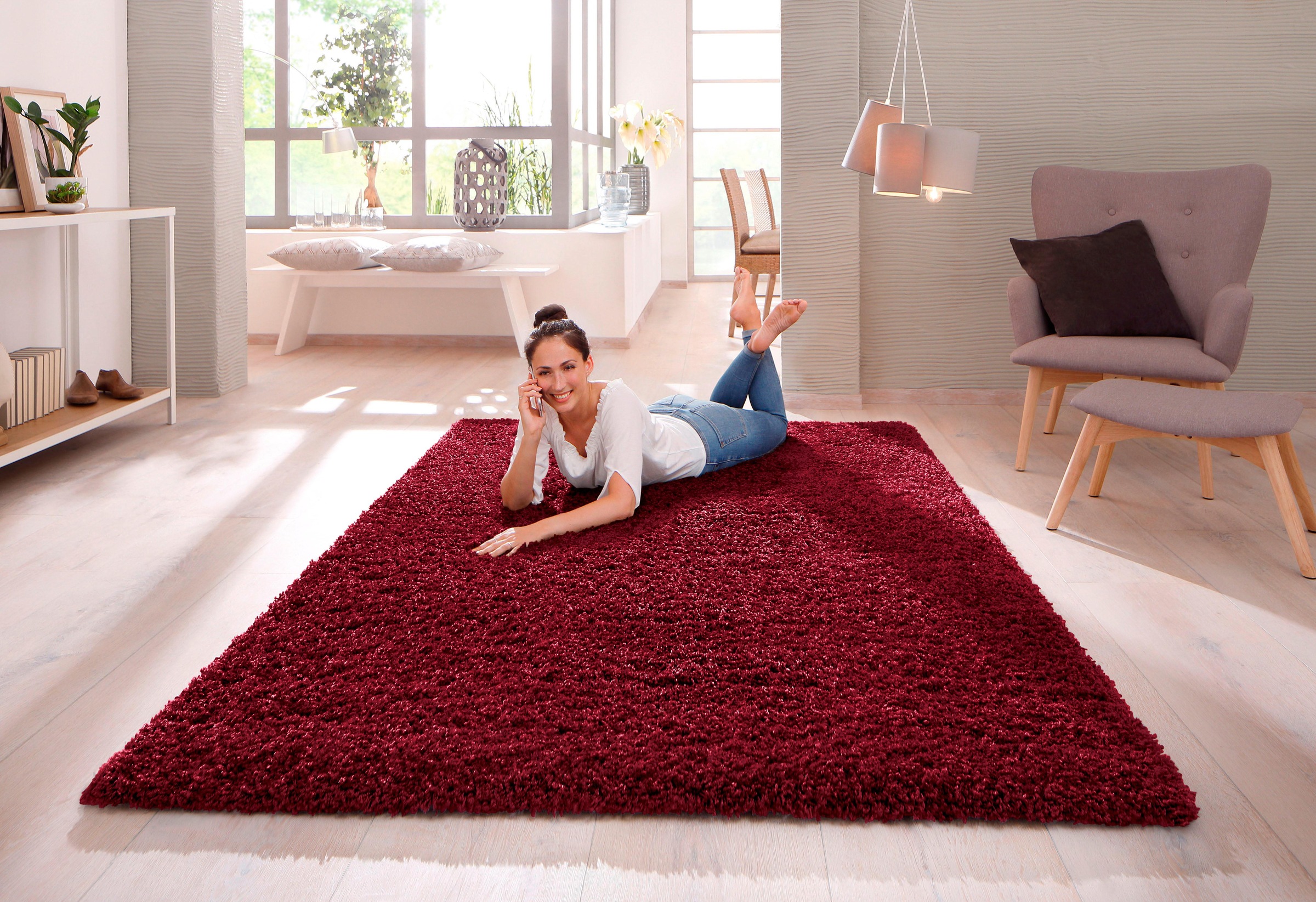 8. Bild von Home affaire Hochflor-Teppich »Viva«, rechteckig, 45 mm Höhe, Uni Farben, einfarbig, besonders weich und kuschelig