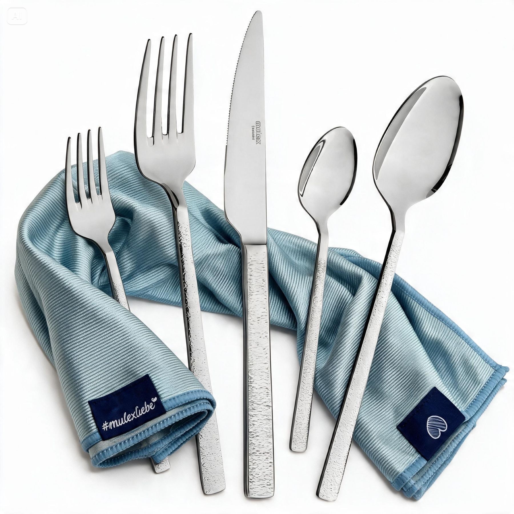 Mulex Besteck-Set »Genua, Besteckset mit 3 Multifunktionstüchern« Kratzfestes Besteck mit edlem Design und angenehmer Haptik
