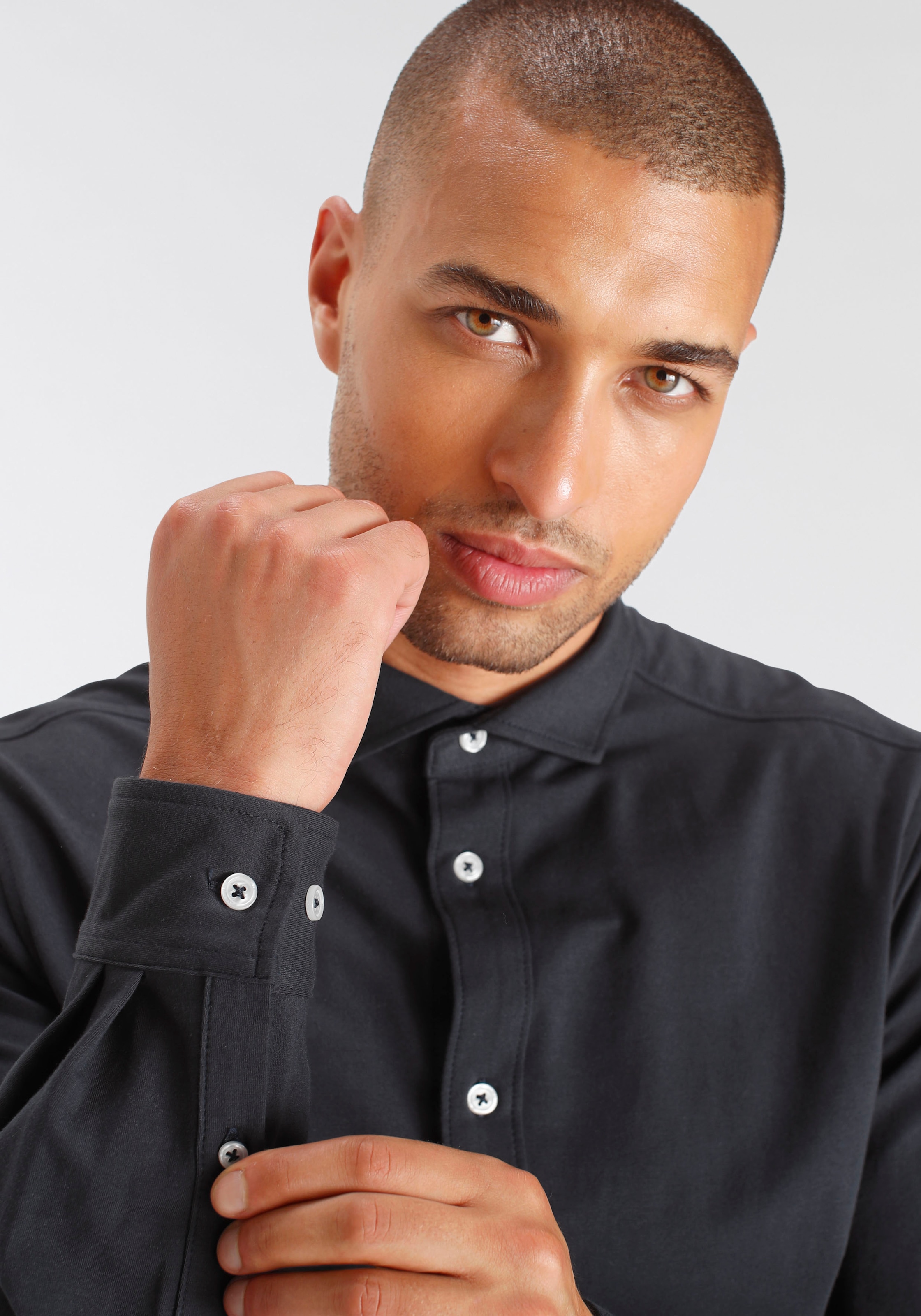 Bruno Banani Langarmhemd »Jersey Hemd komfortabel wie ein T-Shirt«