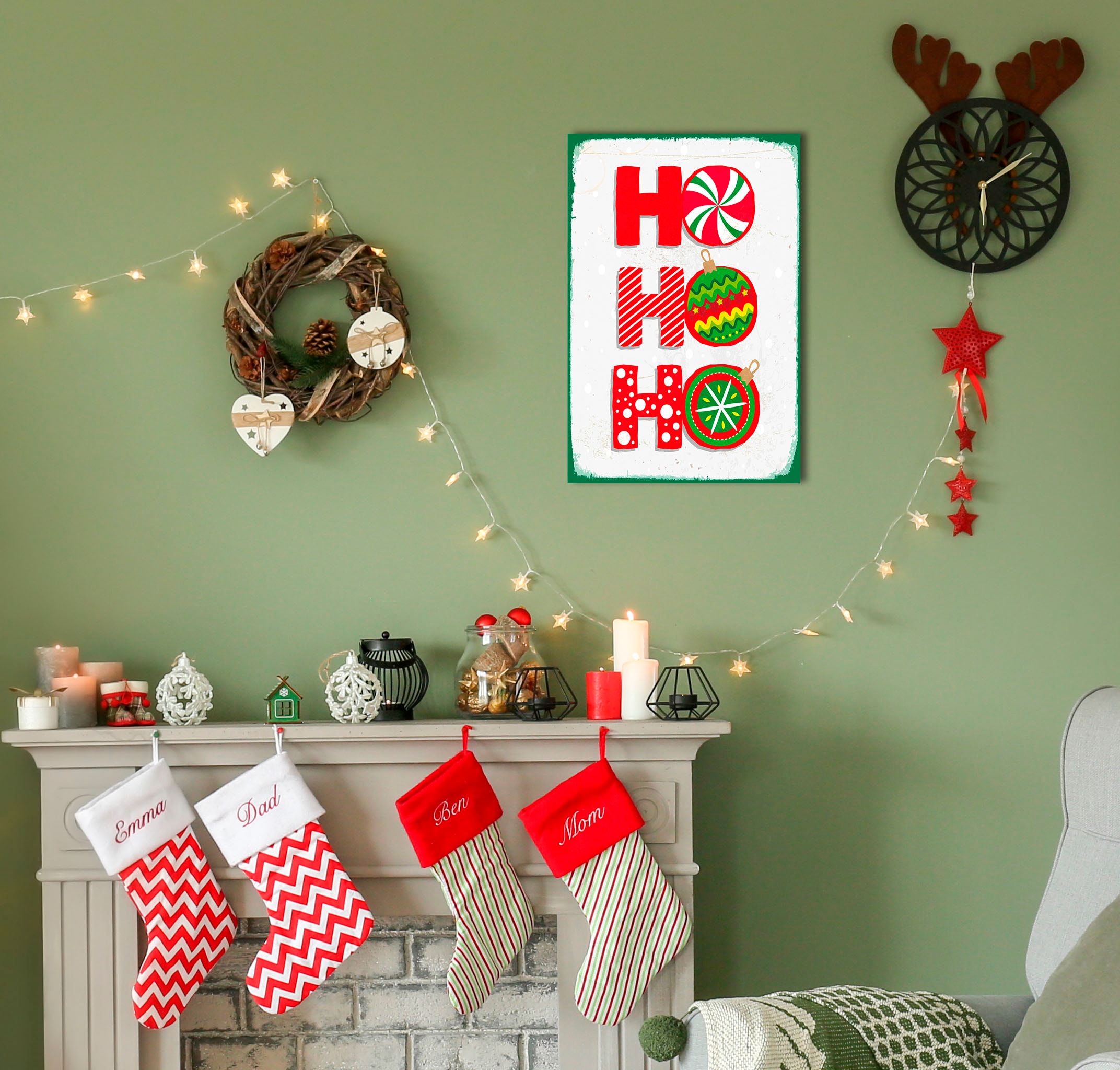 queence Metallbild »Ho Ho Ho«, Schriftzüge-Schriftzug-Weihnachten, (1 St.), Stahlschild, Blechschild, Sprüche, Texte, Weihnachten
