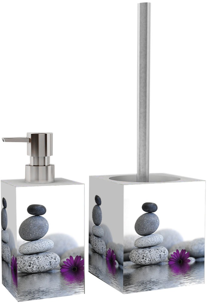 Sanilo Badaccessoire-Set »Energy Stones« WC-Sitz, Badteppich, Stöpsel, Seifenspender und WC-Bürste