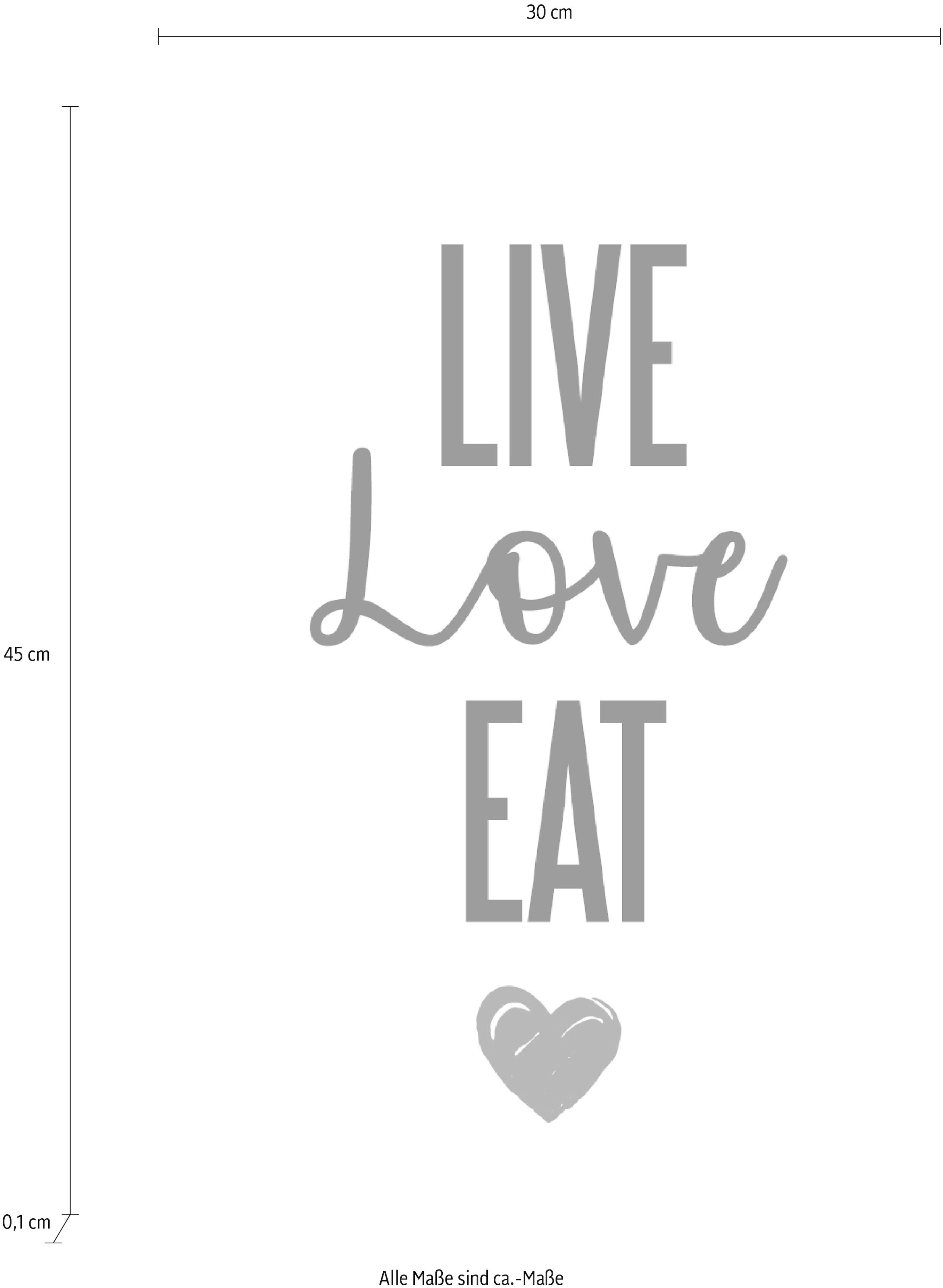 queence Wanddekoobjekt »LIVE LOVE EAT«, Stahlschild, Blechschild, Spruch, Witzig, Wanddeko, retro, 20x30cm