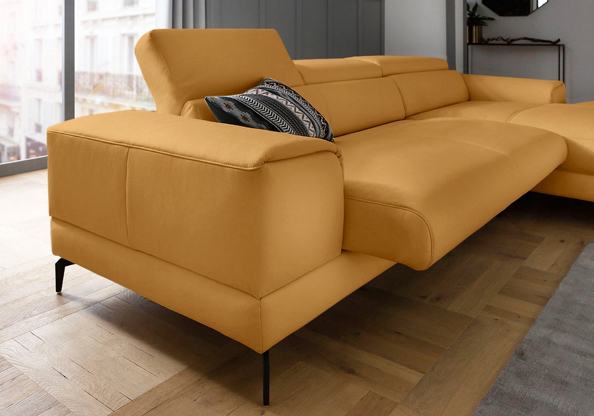 W.SCHILLIG Ecksofa »piedroo, Designsofa mit tollem Sitzkomfort, L-Form«, Kopfteilverstellung, wahlweise mit Sitztiefenverstellung, Breite 303cm