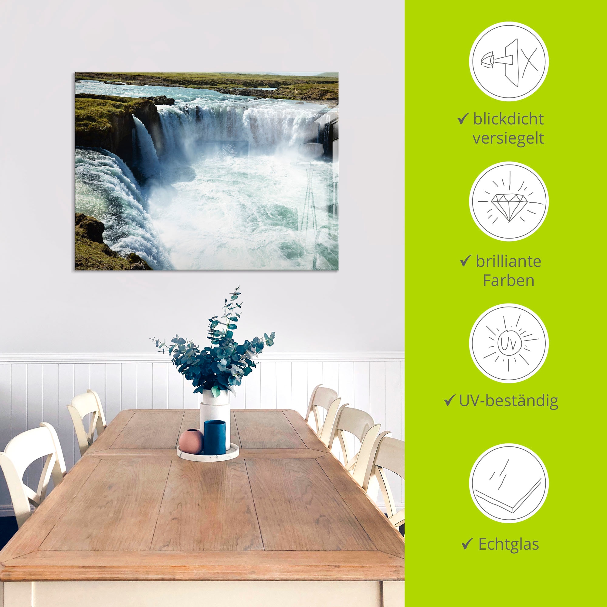 Artland Glasbild »Godafoss«, Europa, (1 St.), in verschiedenen Größen